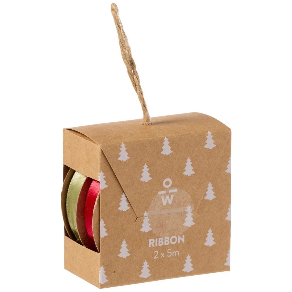 1 Officeworks Christmas Satin Ribbon 5m 2 Pack Australiana, 1 of 2