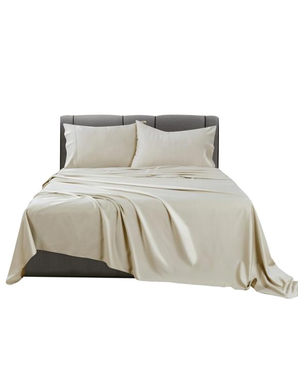 Bianca Bedding Rosebank Extra Long Extra Wide Flat 500 Tc Bamboo Cotton Sheet Set Sand - Brown - Split King