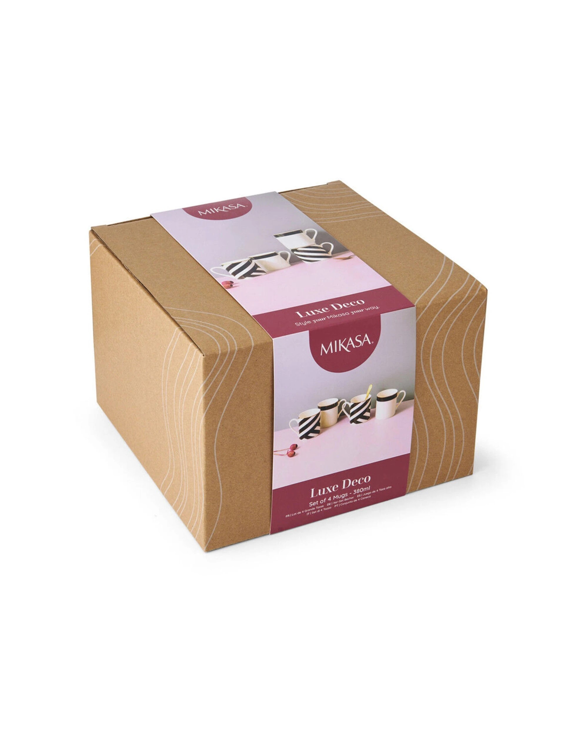 3 Mikasa Luxe Deco 4pc Kitchen China Mug Set 380ml Art Deco Trim - Multi, 3 of 6