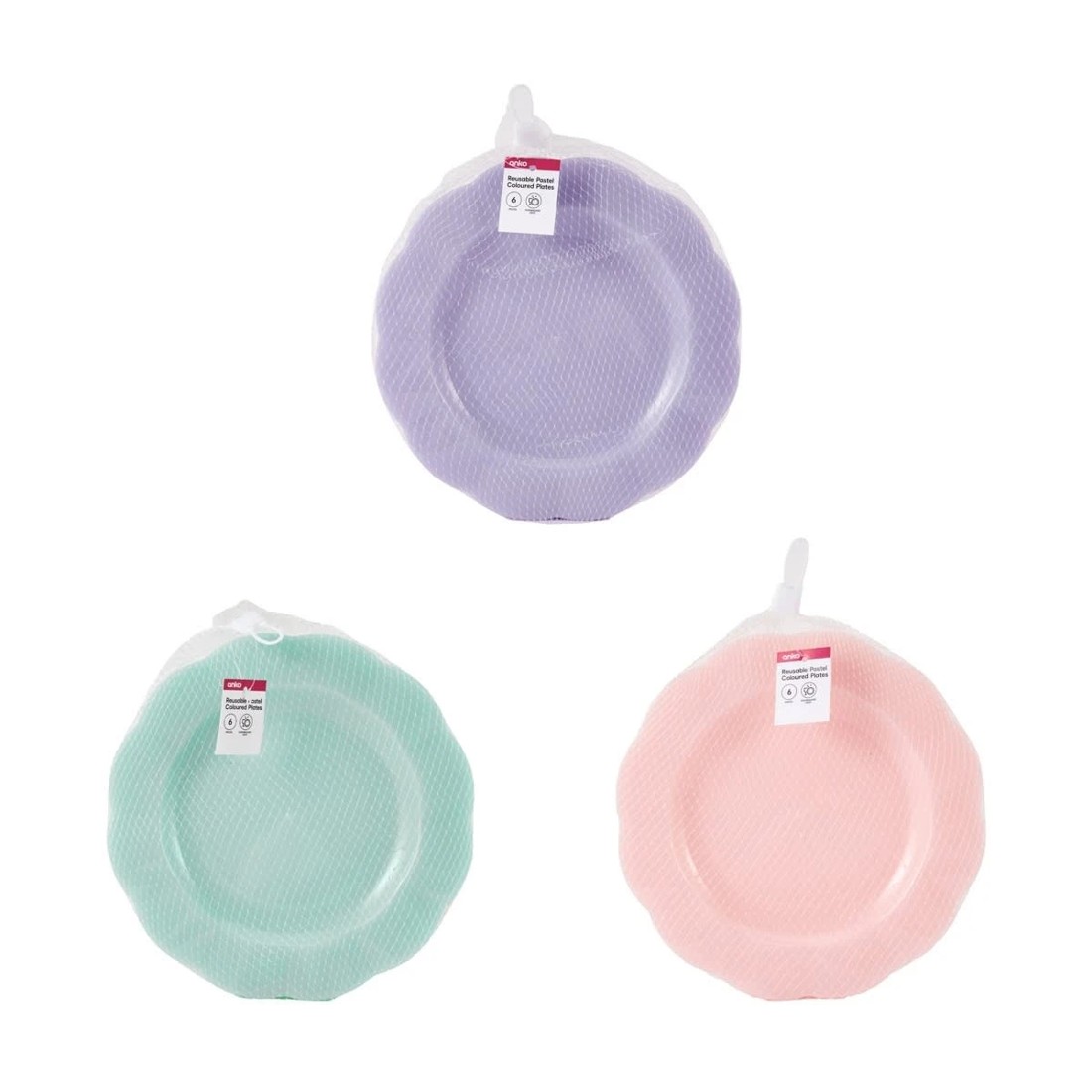 5 6 Piece Reusable Pastel Coloured Plates, 5 of 5