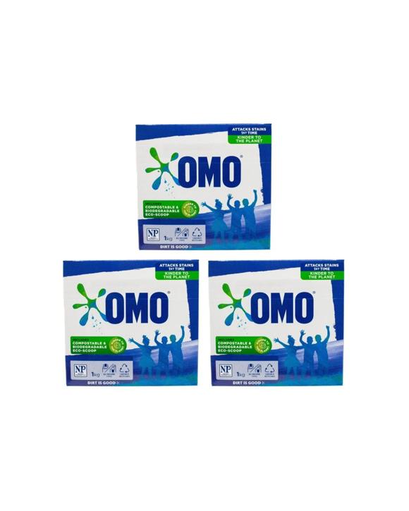 OMO 3PK Laundry Powder Detergent For All Machine Types Removes Stains 1kg - Assorted