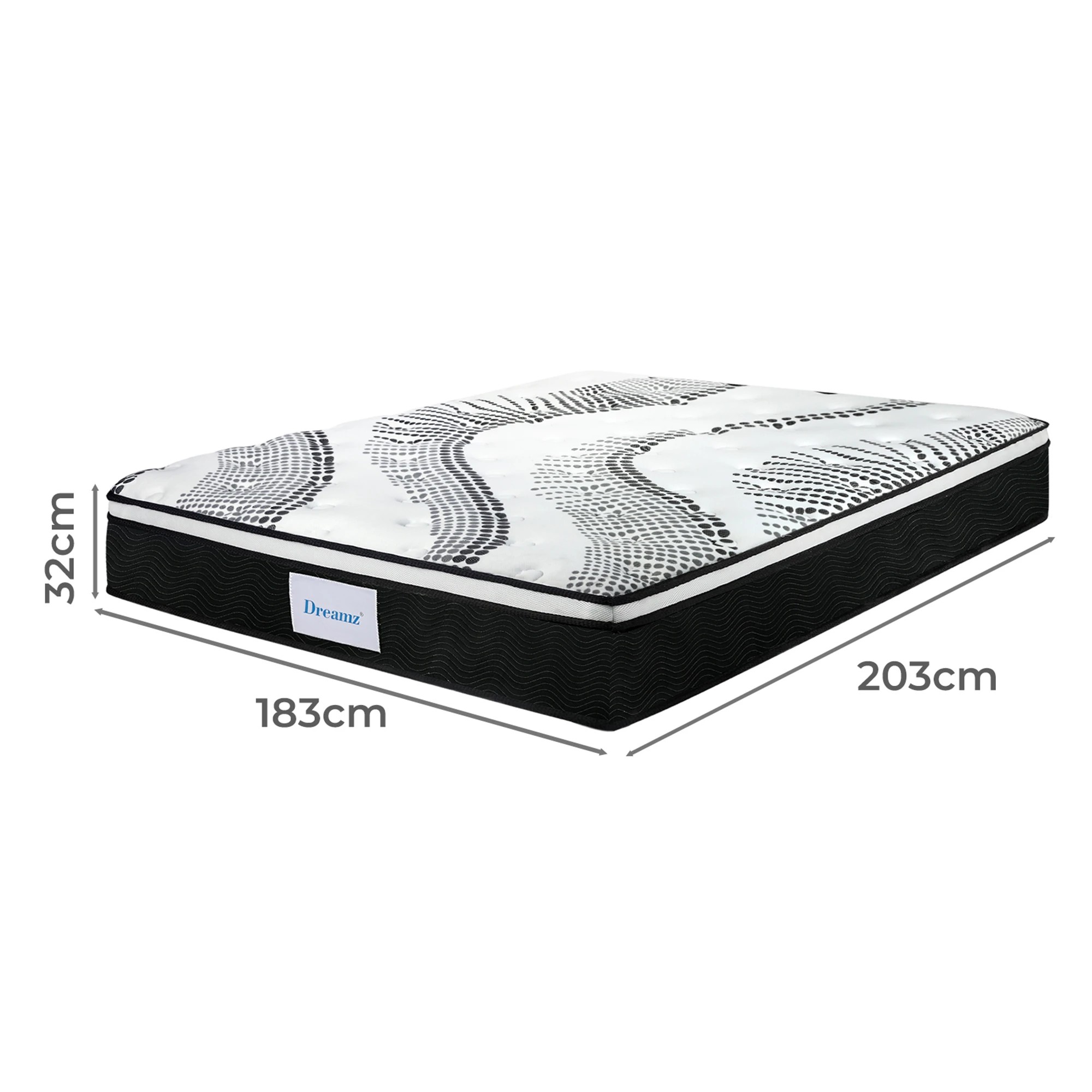 3 Dreamz Spring Mattress 7 Zone Bed Pocket Medium Firm Memory Foam 32cm King, 3 of 9