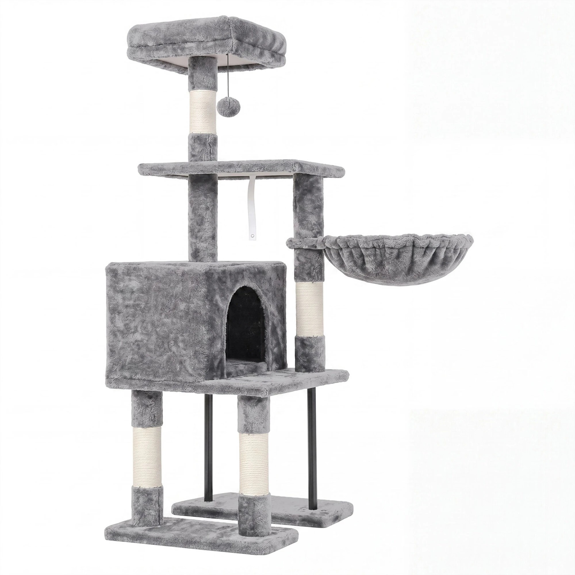 1 Pawz Cat Tree Cat Tower Multi-Level Cat Bed with Condo Plush - Grey - Grey, 1 of 8