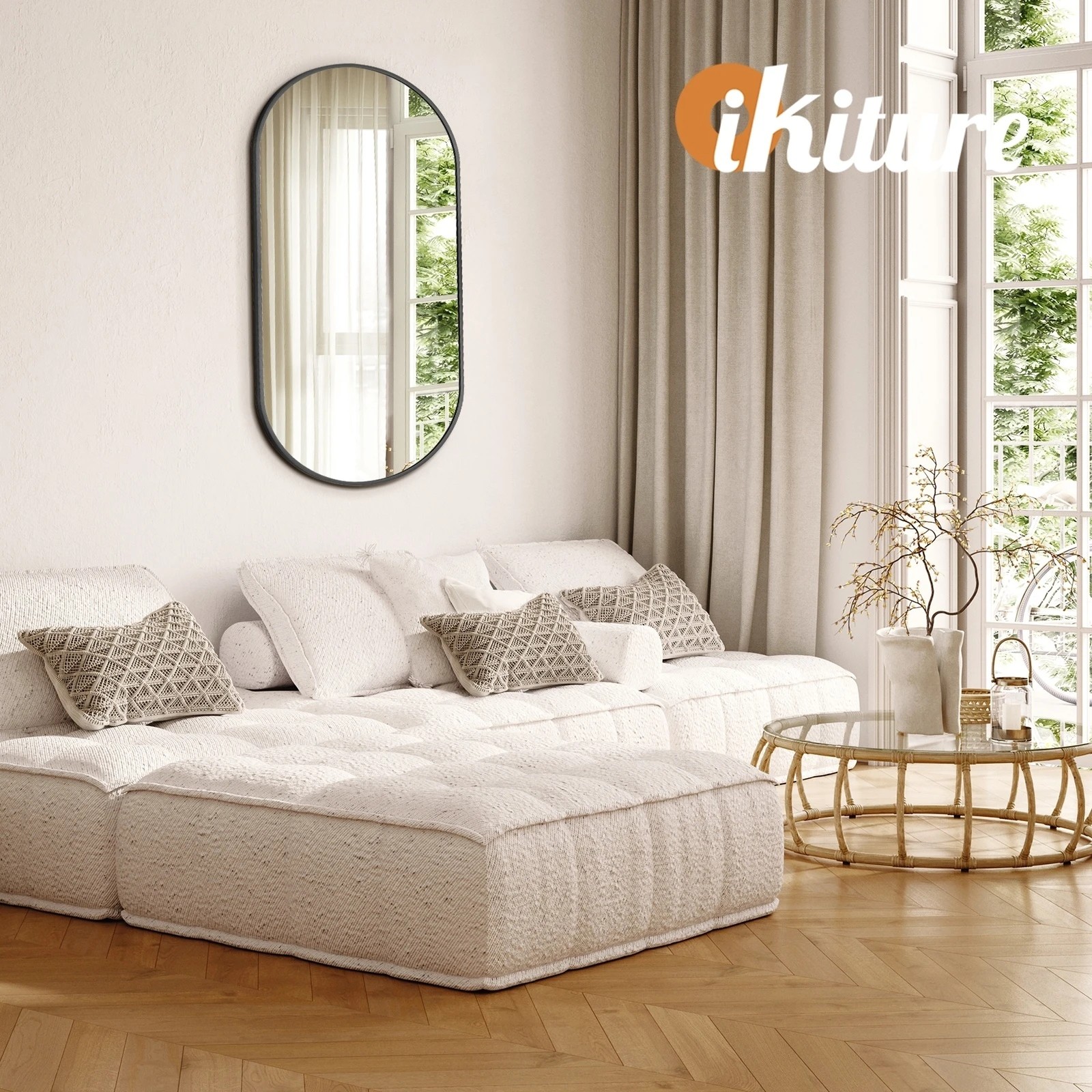 5 Oikiture Wall Mirrors Oval Makeup Mirror Bedroom Home Decor 84x50cm
 - Black, 5 of 9