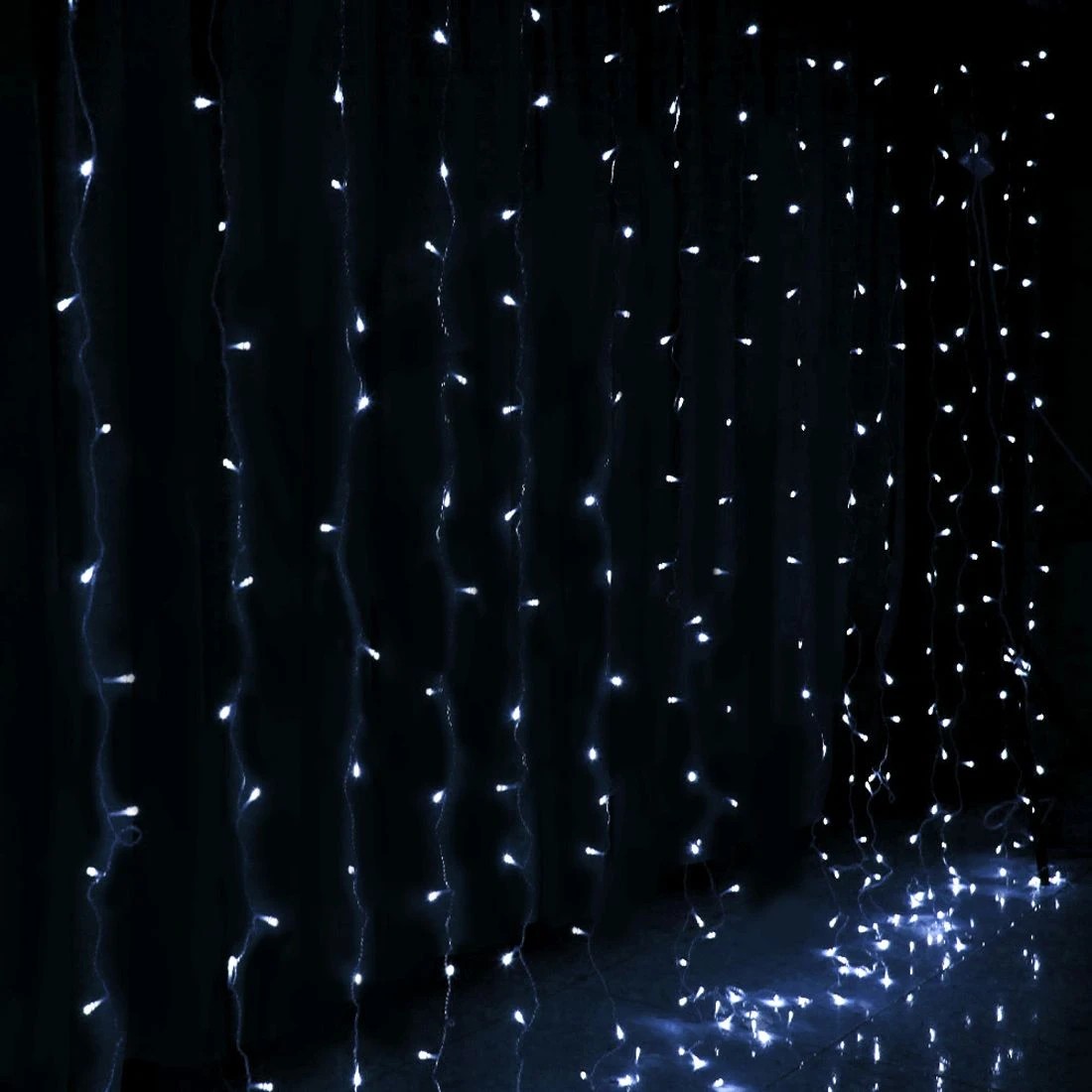 1 Jingle Jollys 6X3M Christmas Lights Curtain Light Cool  600 LED - White, 1 of 10
