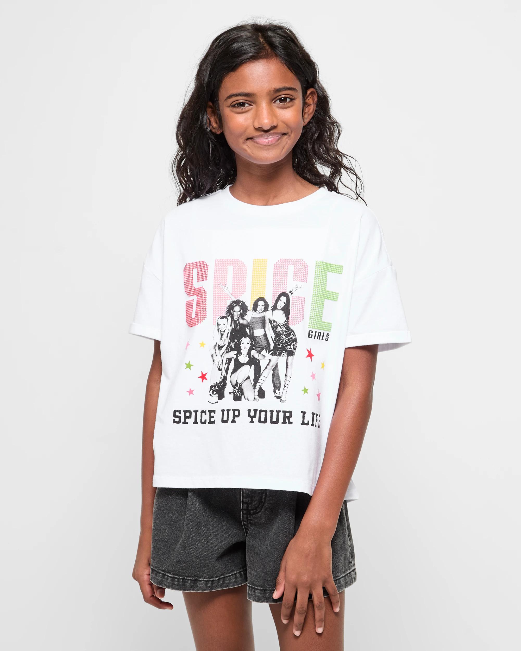 1 Spice Girls Textured Glitter Print T-shirt WHITE, 1 of 5