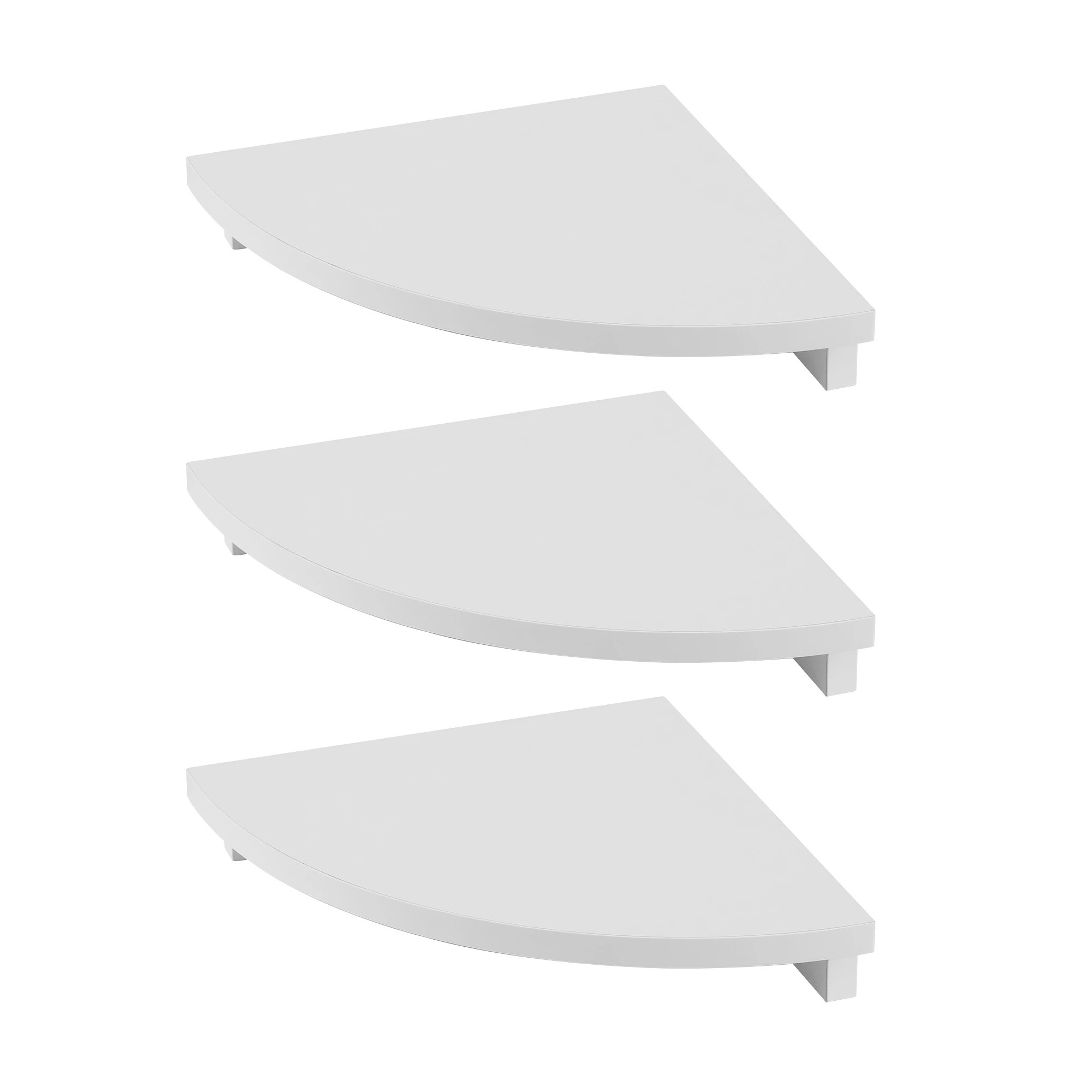 4 Artiss 3pc Corner Floating Wall Shelf Wall Mounted Display Rack Round Edge - White, 4 of 8
