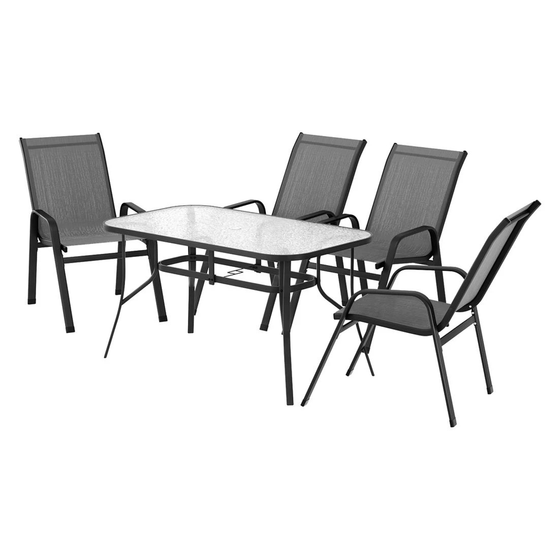1 Gardeon 5PC Outdoor Dining Set Table and Chairs - Black, 1 of 7