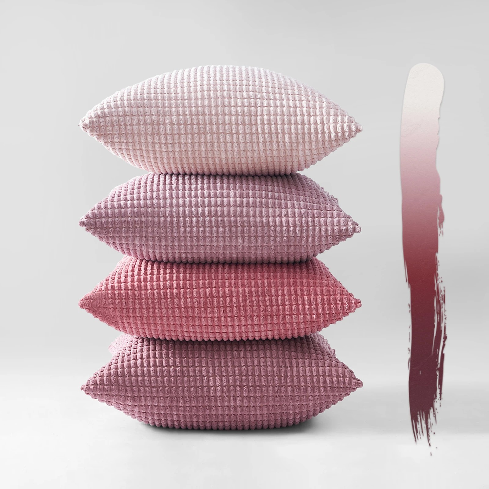 2 Gioia Casa 4-Pack Corduroy Corn Grain Inspired Cushion Covers 30x50cm - Pink, 2 of 5
