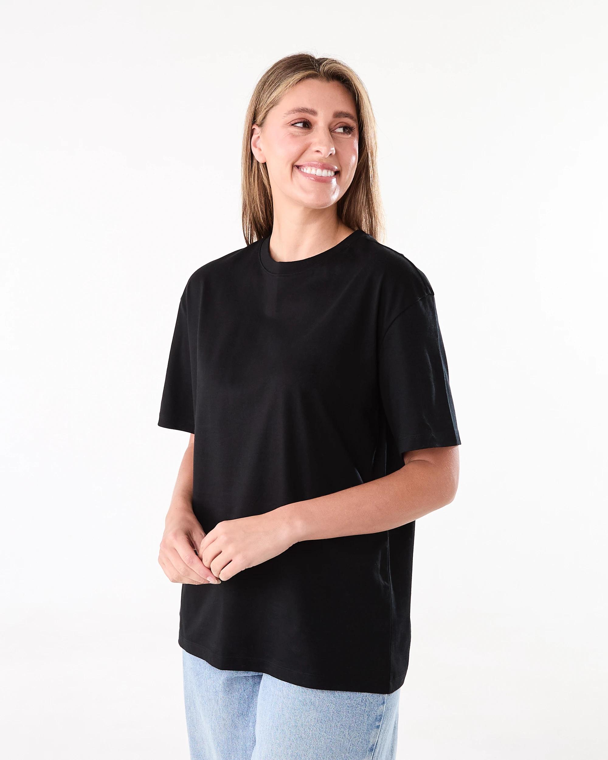 2 Short Sleeve Oversized Boyfriend T-shirt Black, 2 of 6