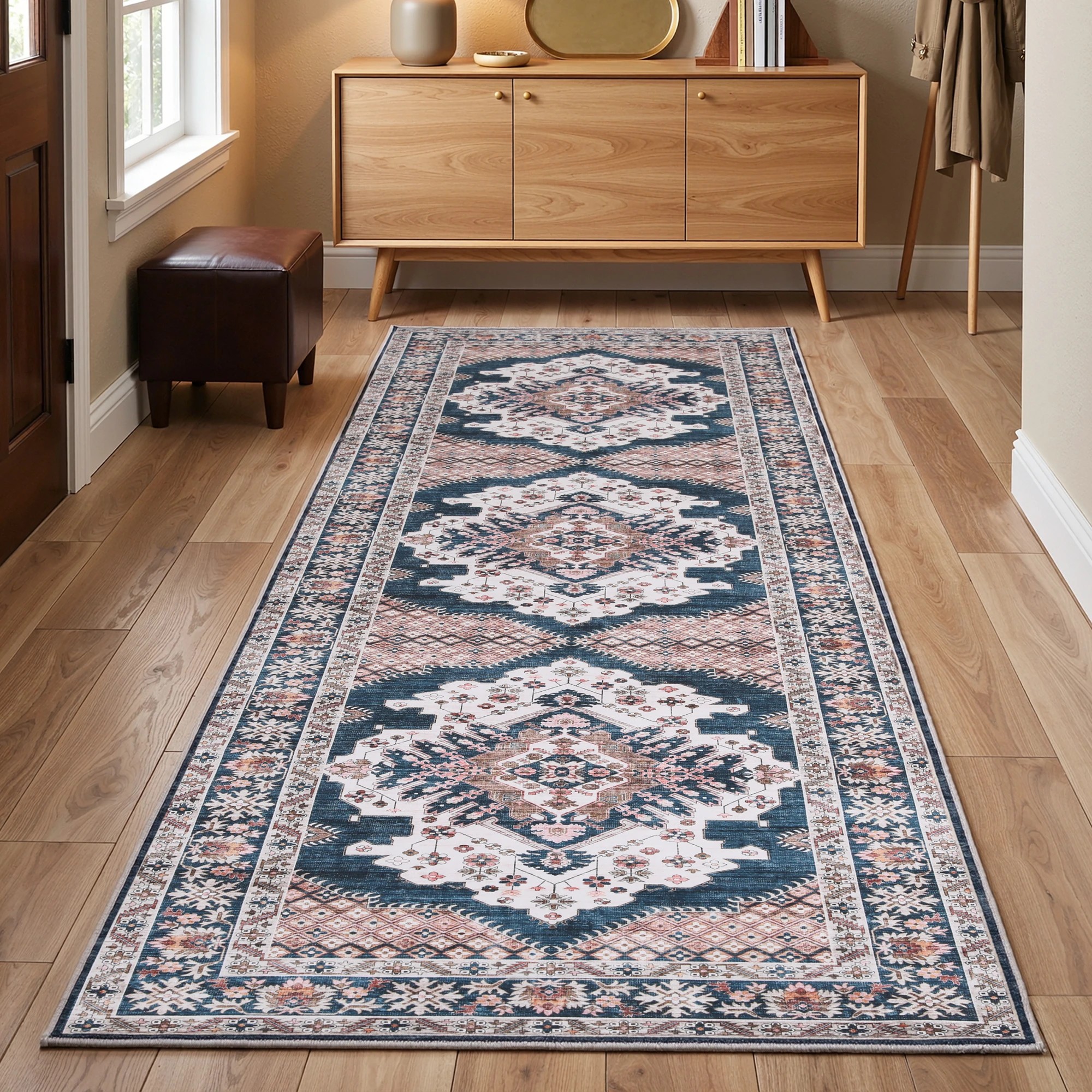9 Artiss 80 x 300 cm Hallway Runner Rugs for Living Room 0.5cm Boho Decor - Blue, 9 of 10