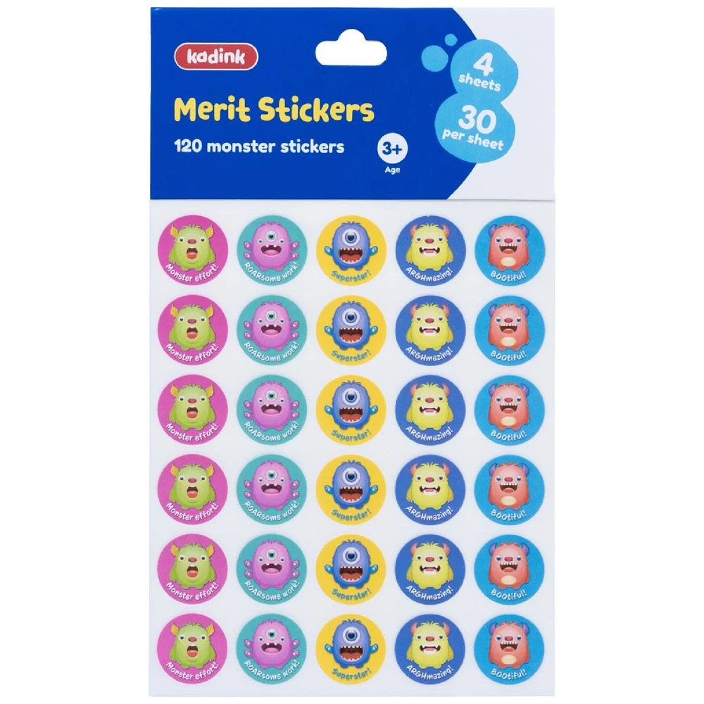 1 Kadink Merit Stickers 120 Pack Monsters, 1 of 1