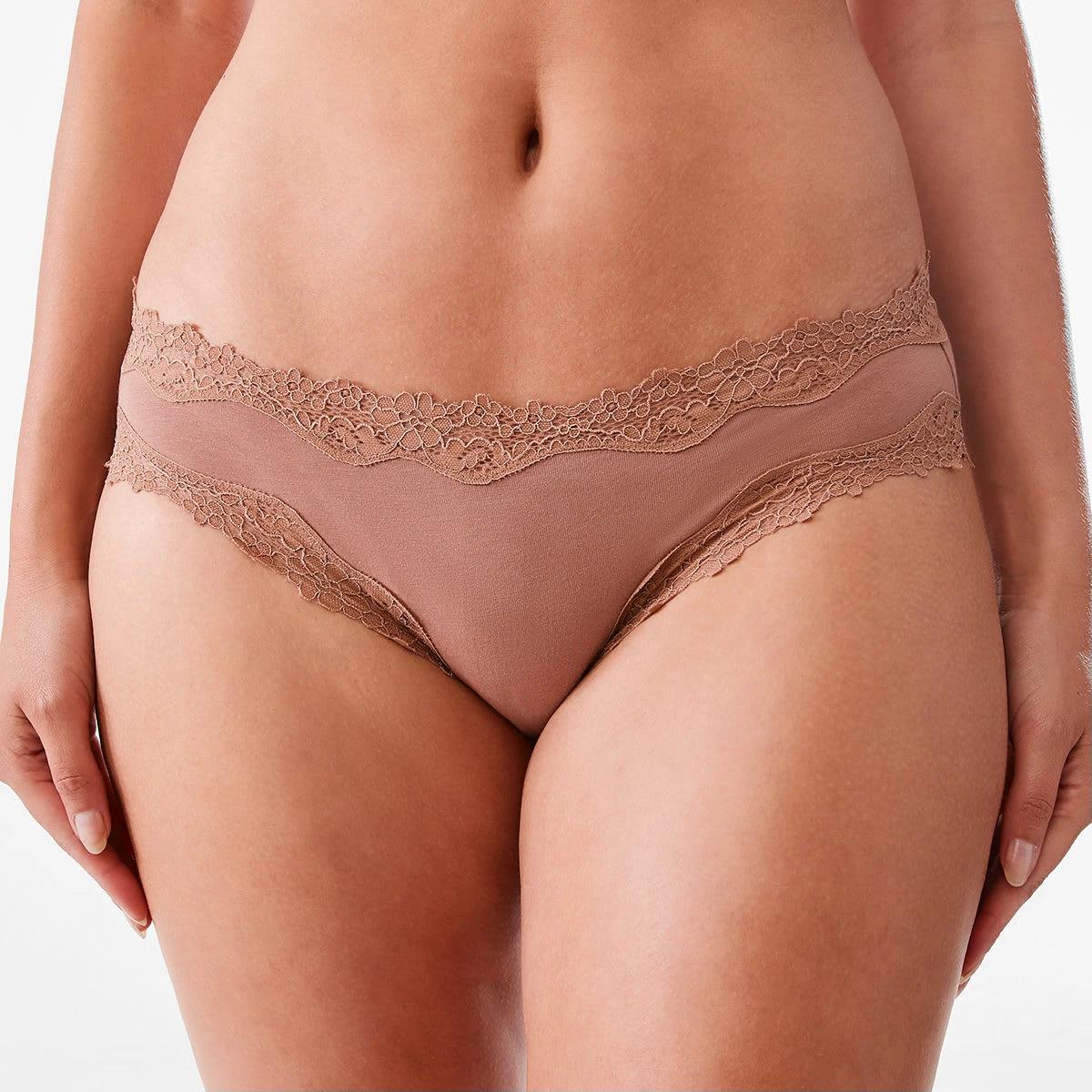 3 3 Pack Cotton Lace Bikini Briefs Sc Lf Bk, 3 of 8