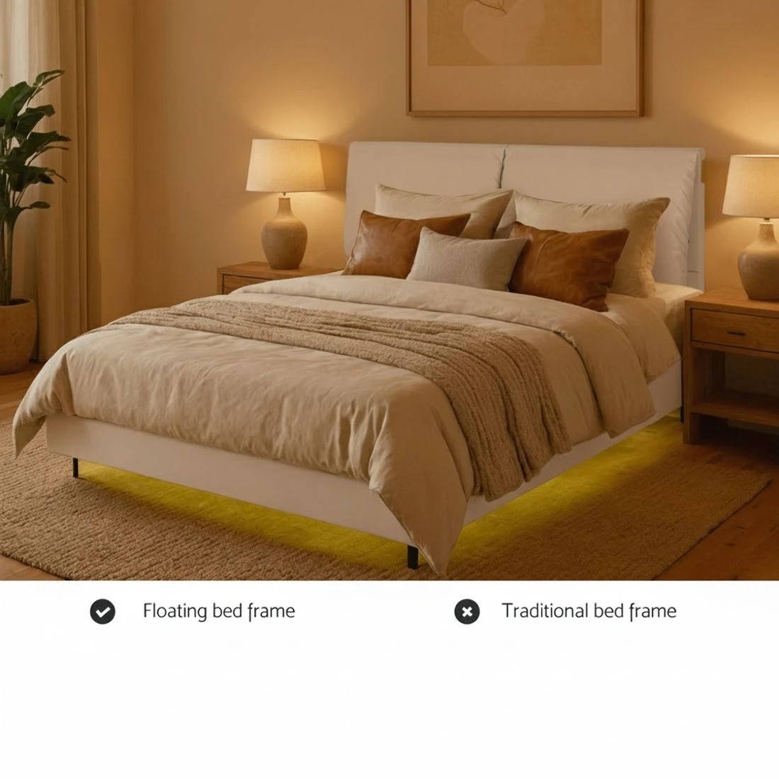 7 Artiss Double Bed Frame RGB LED Floating Beds Adjustable Headboard - White, 7 of 9