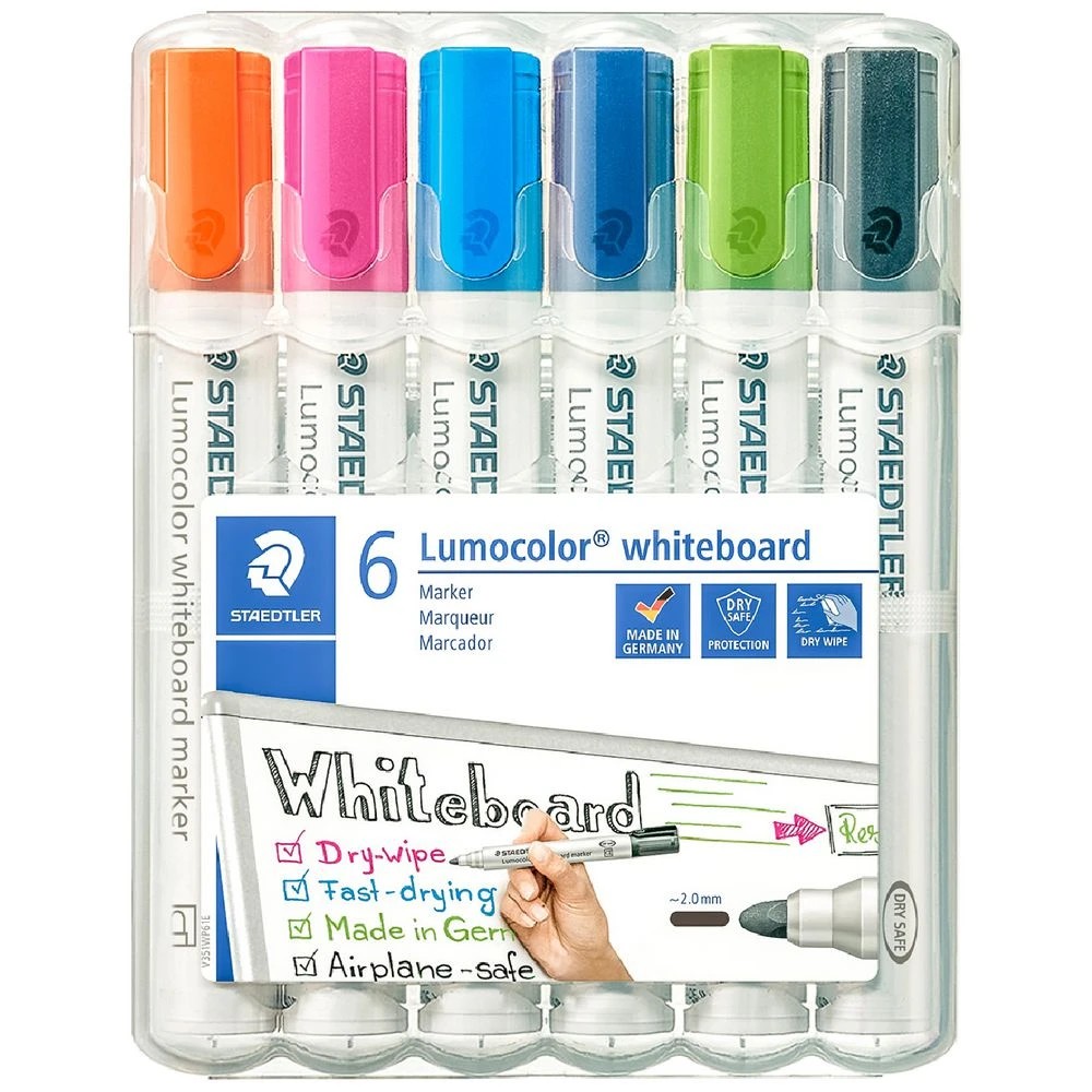 1 Staedtler Lumocolor Whiteboard Markers Bullet Brights 6 Pack, 1 of 4