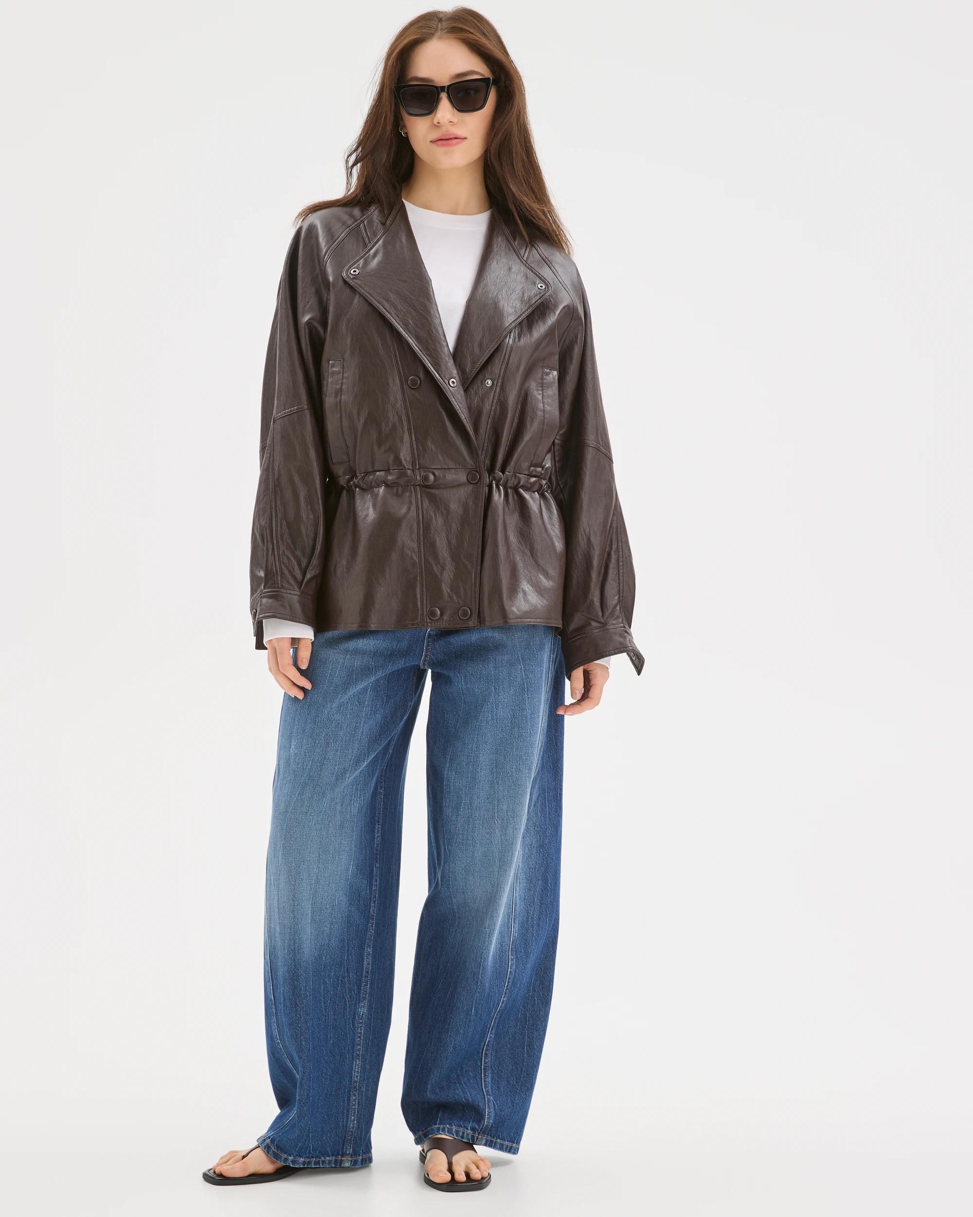 1 Lily Loves PU Aviator Jacket TRUFFLE, 1 of 9