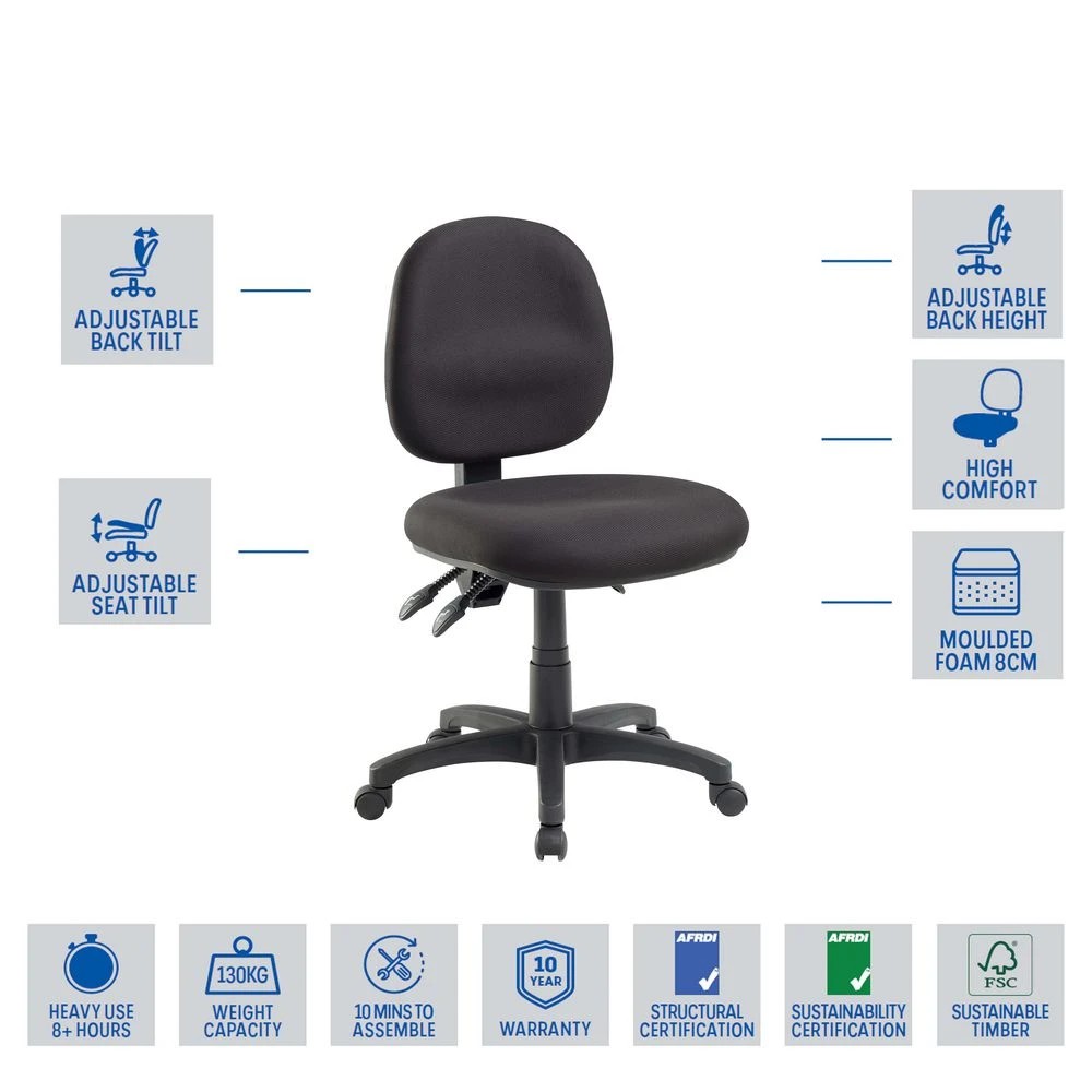 2 Pago Matrix Advance Medium Back Heavy Duty Chair Black Ergonomic Chairs and Desk Chairs, 2 of 9