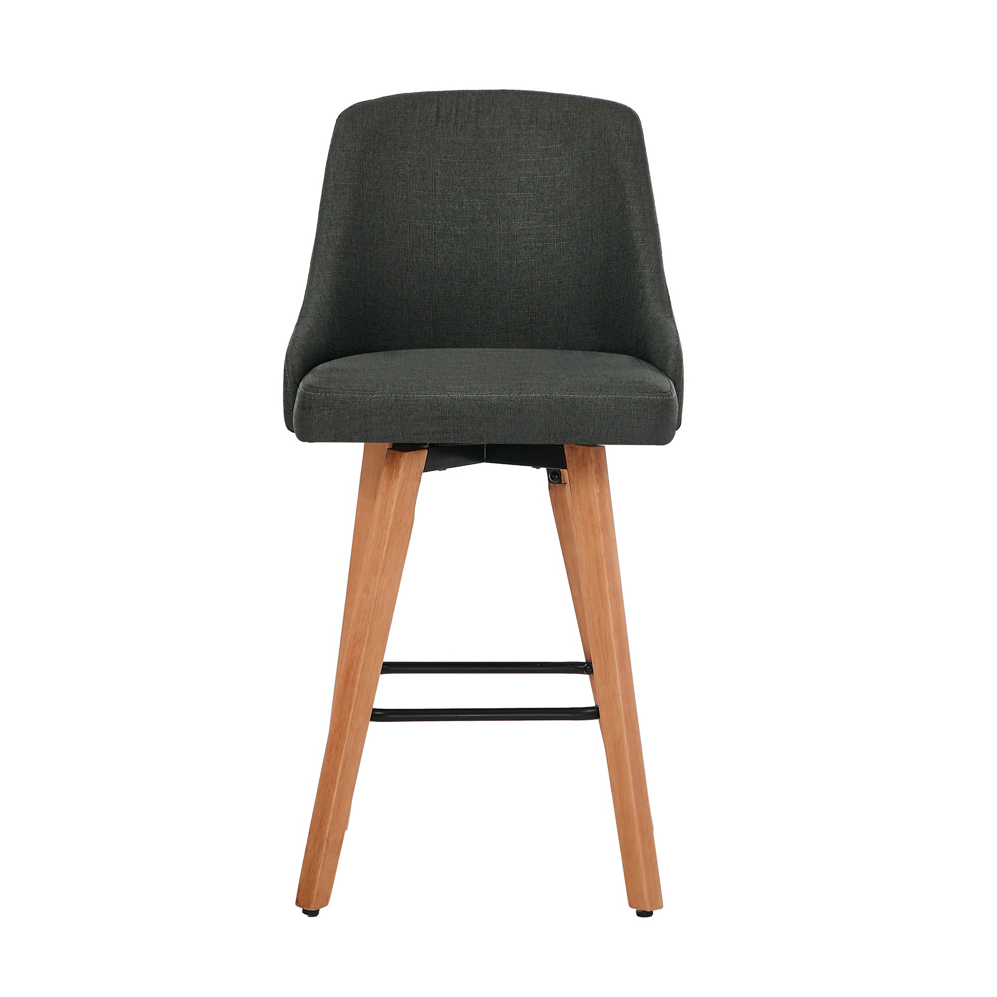 6 Oikiture 2x Bar Stools Swivel Wooden - Grey, 6 of 8