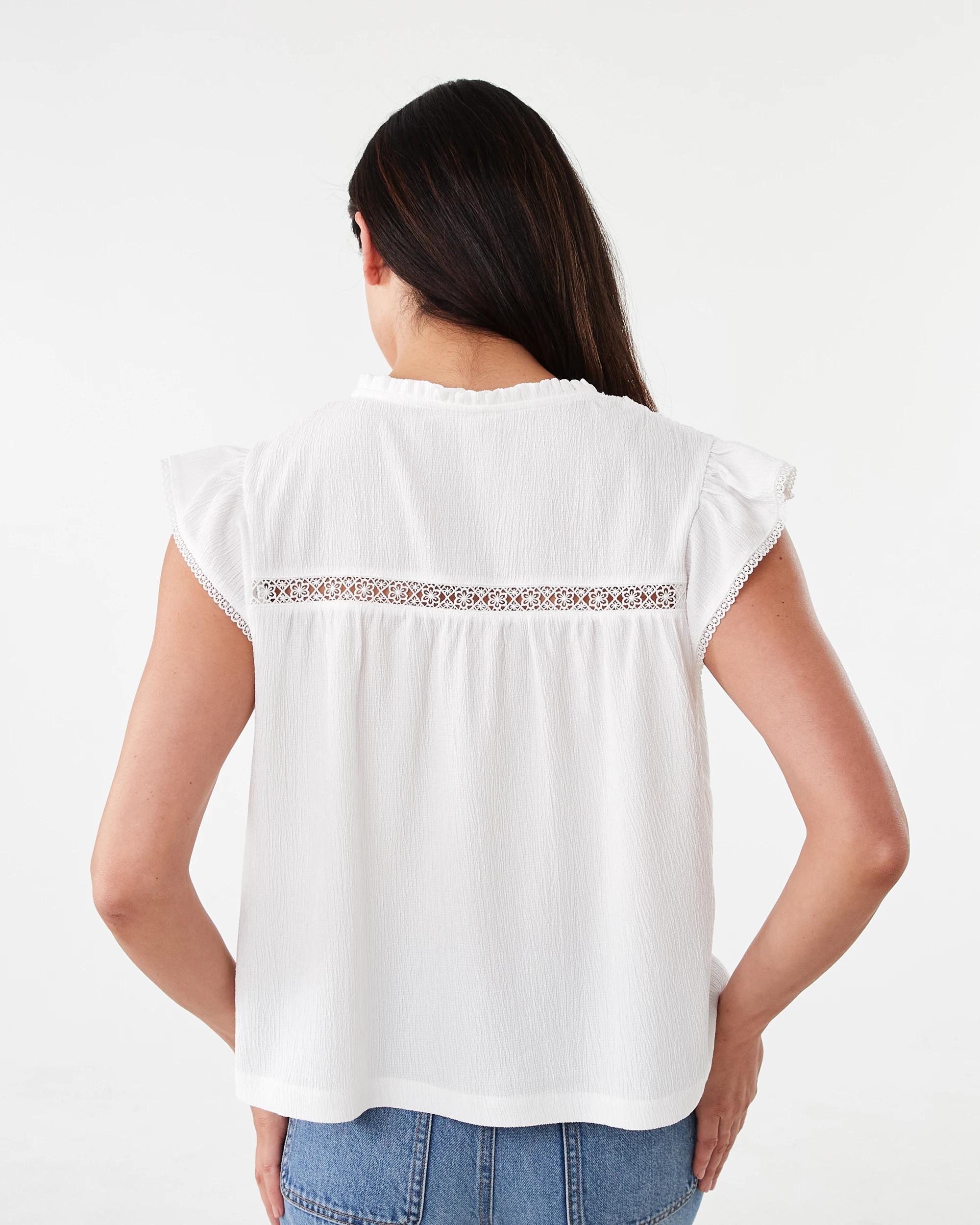 3 Short Sleeve Boho Top Cld White, 3 of 6