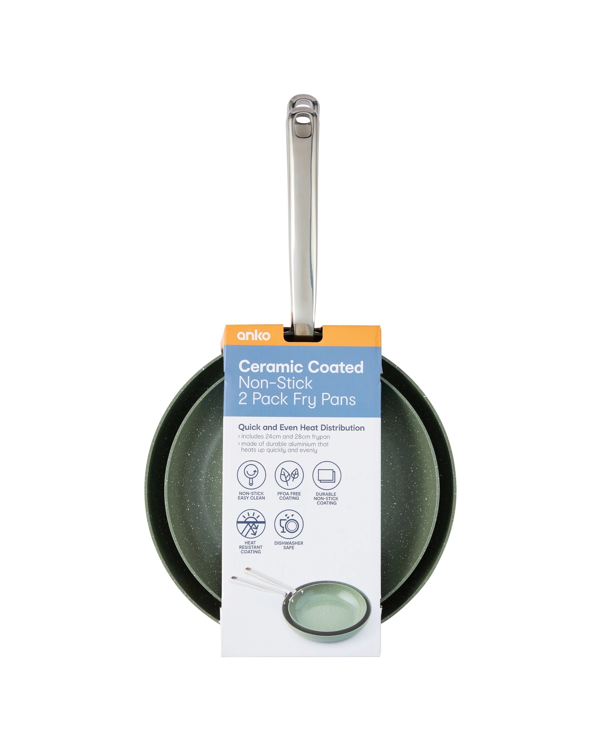 8 2 Pack Ceramic Coated Fry Pans - Green, 8 of 8