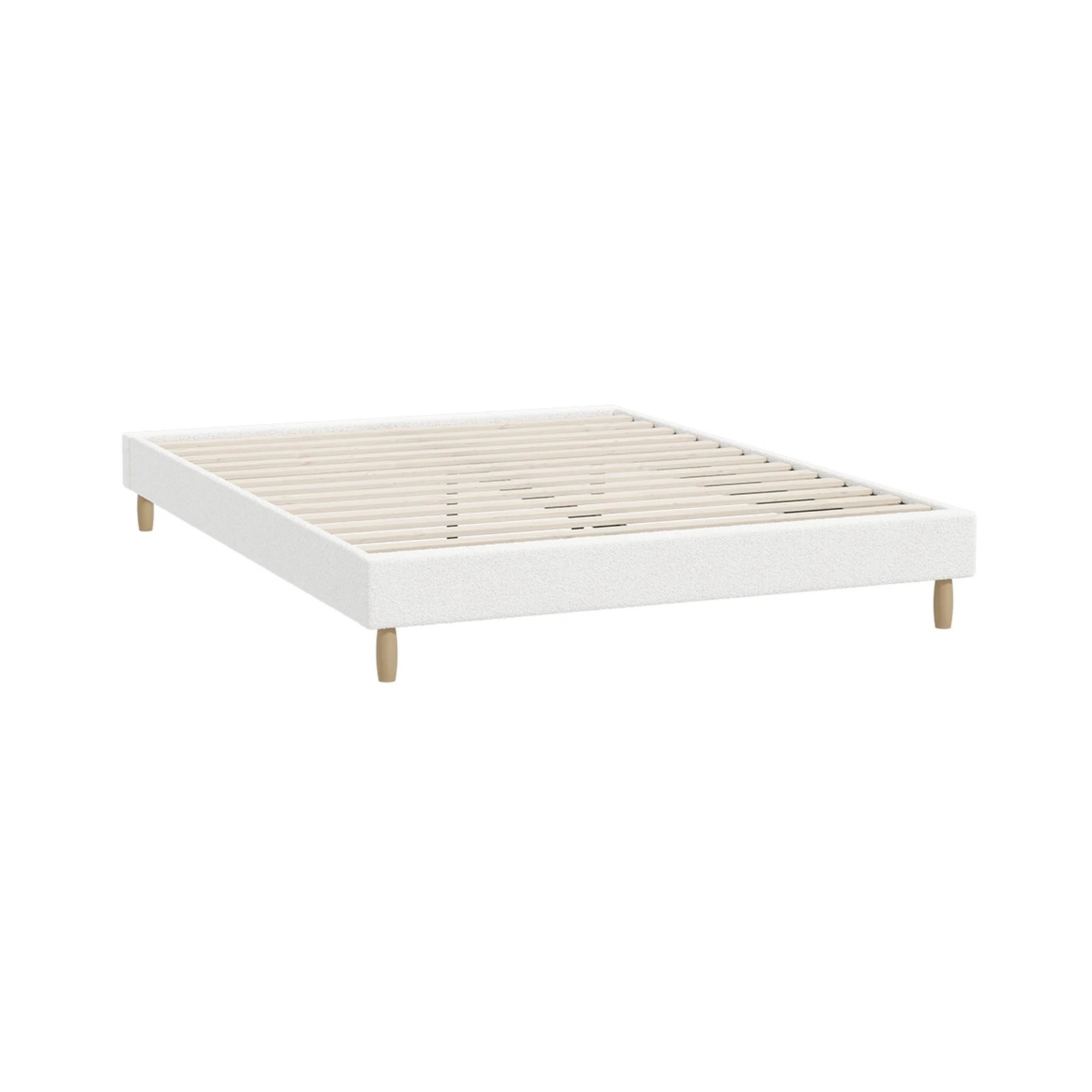1 Oikiture Queen Bed Base Boucle Bed Frame
 - White, 1 of 10