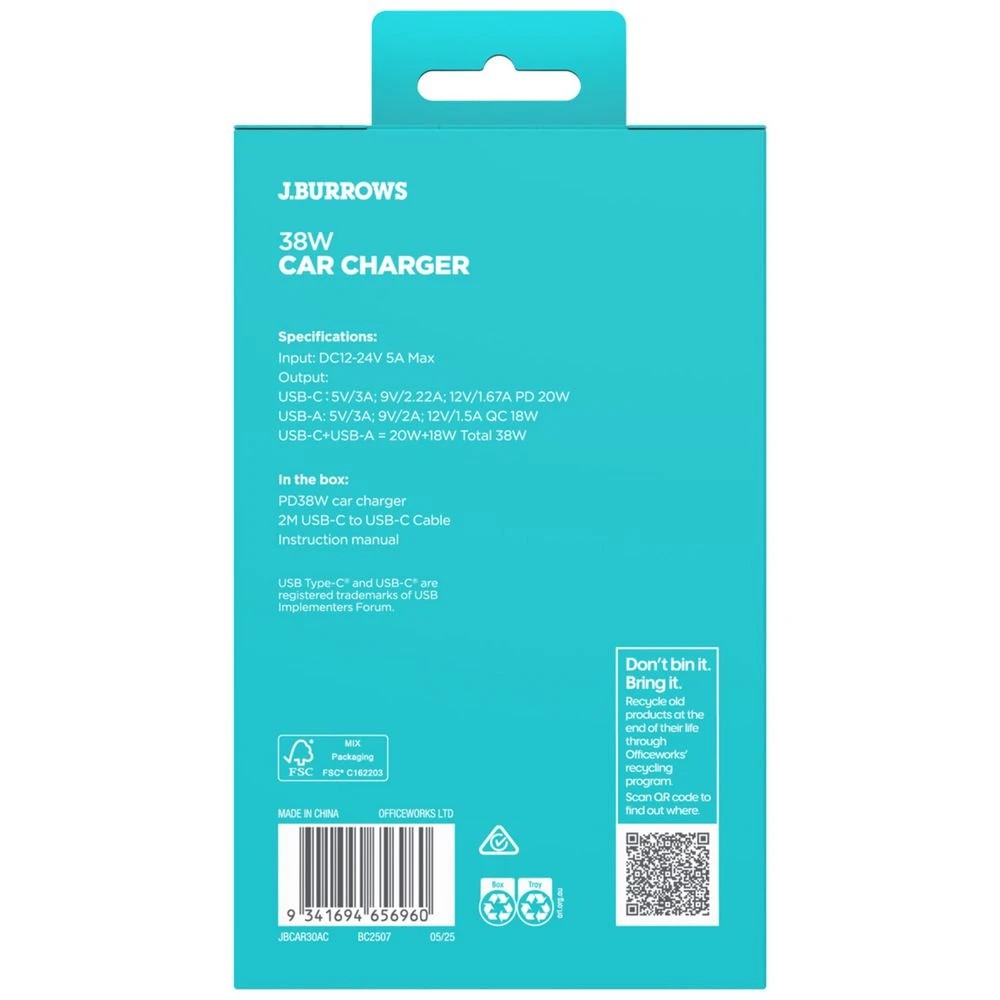 5 J.Burrows Dual USB-C/A Car Charger 38 W, 5 of 5