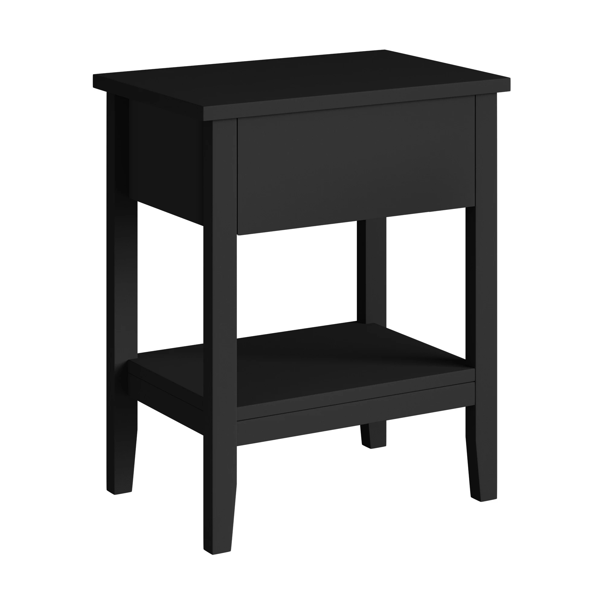 3 Alfordson Bedside Table Hamptons Nightstand Storage Side End 1 Drawer - Black, 3 of 10