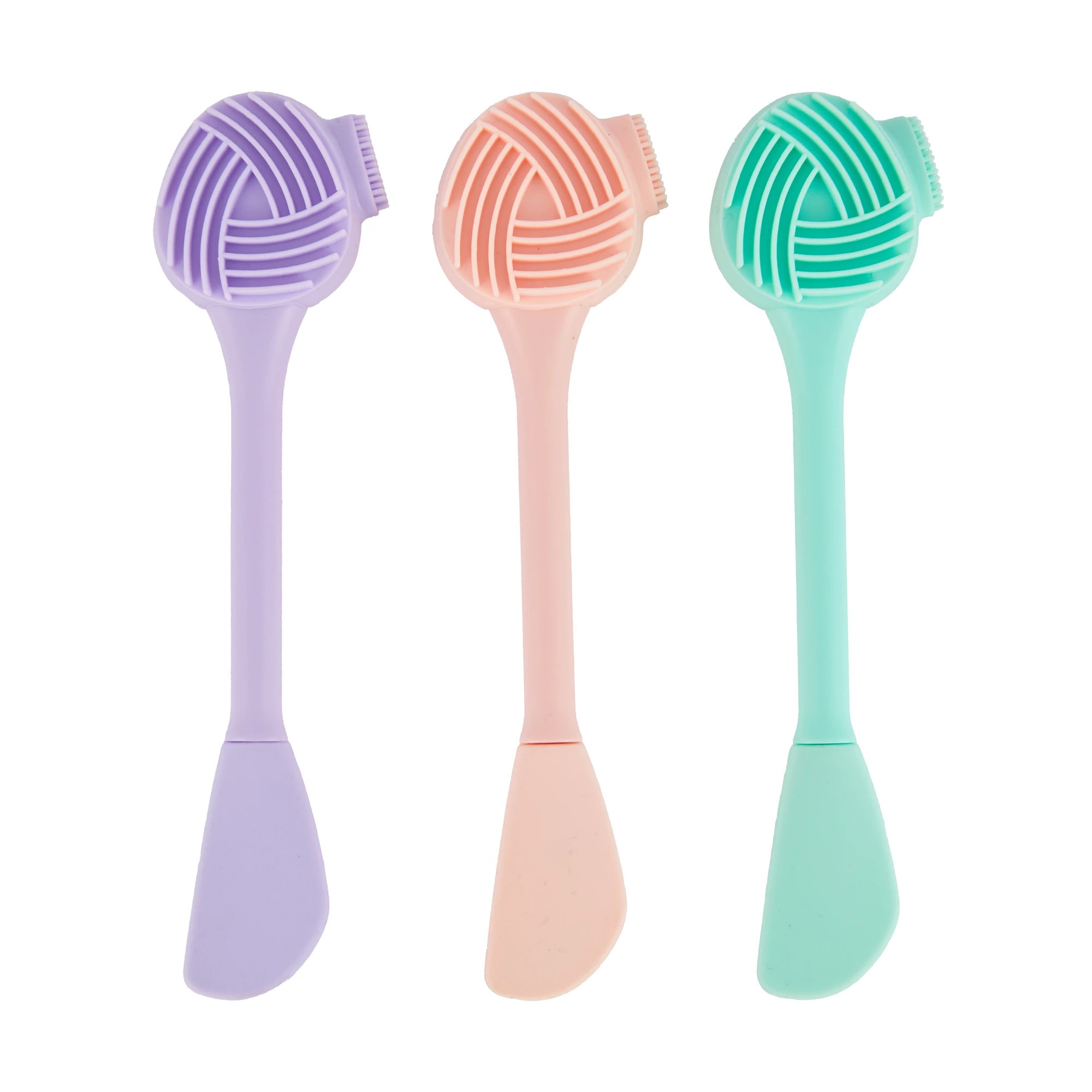 1 OXX Skincare 3 Pack Silicone Face Brushes - Pink, Lilac and Mint, 1 of 3