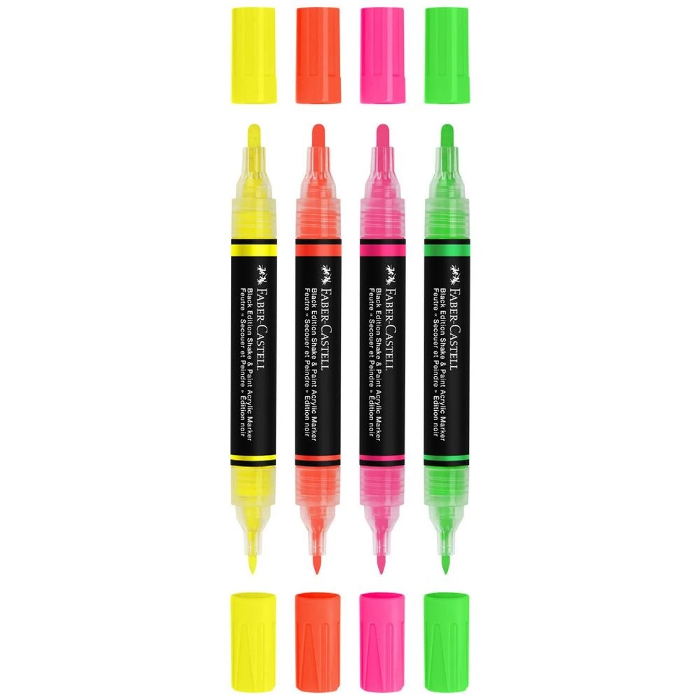 3 Faber-Castell Black Ed. Acrylic Shake/Paint Markers Neon 4 Pk, 3 of 4