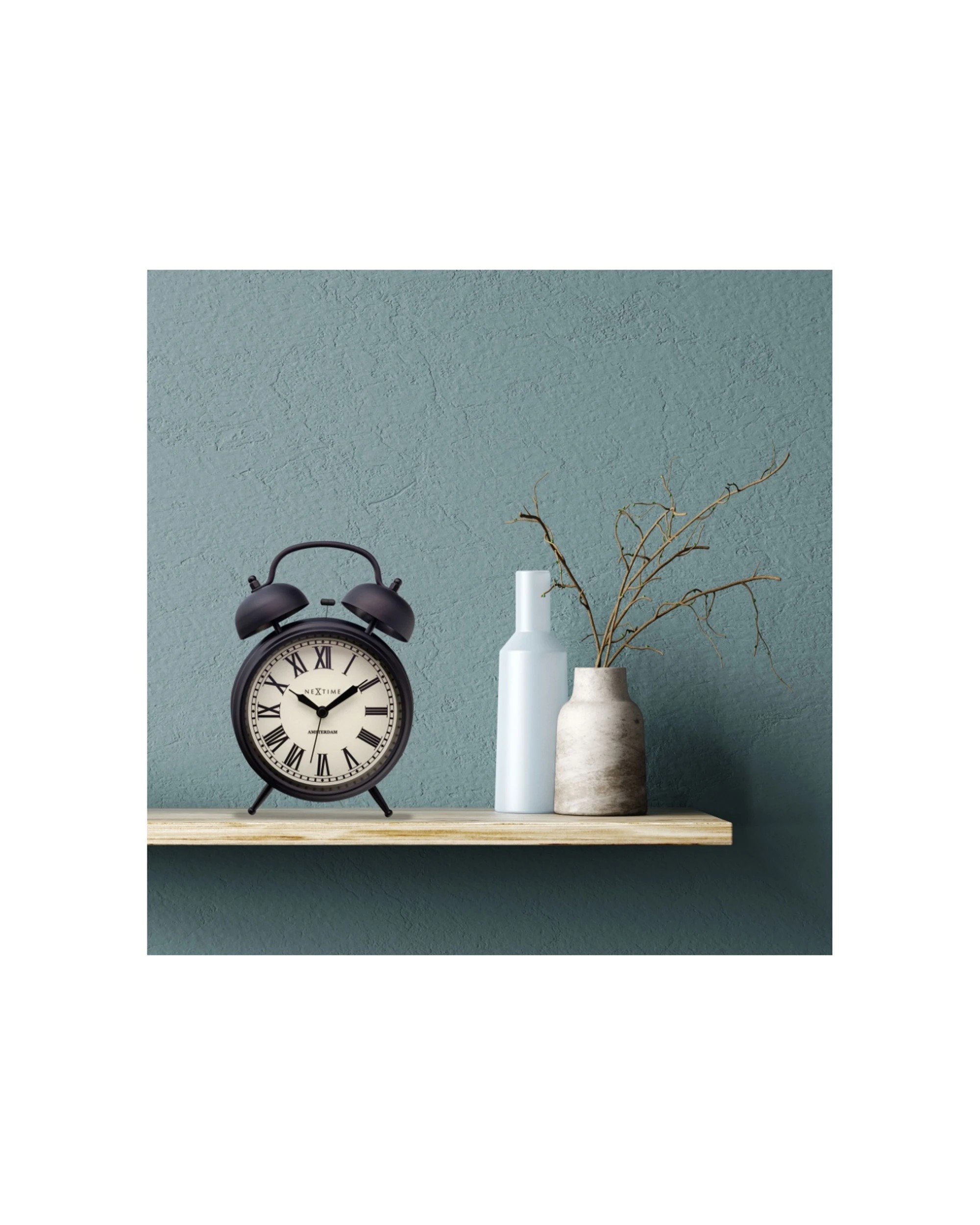 6 NEXTIME Amsterdam Alarm Clock Double Bell Silent Sweep Movement Night Light - Black, 6 of 8