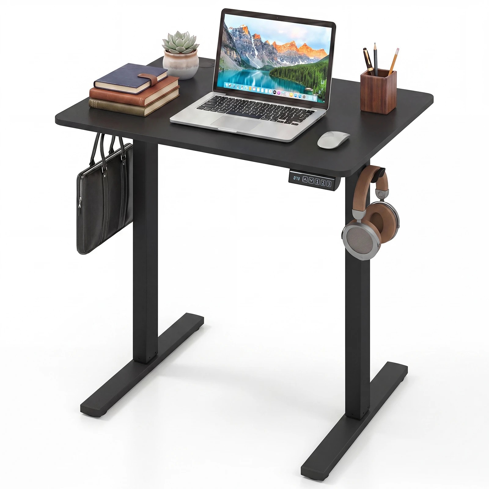 4 Costway Compact Electric Standing Desk Height Adjustable Computer Desk 80 x 60cm - Black, 4 of 4