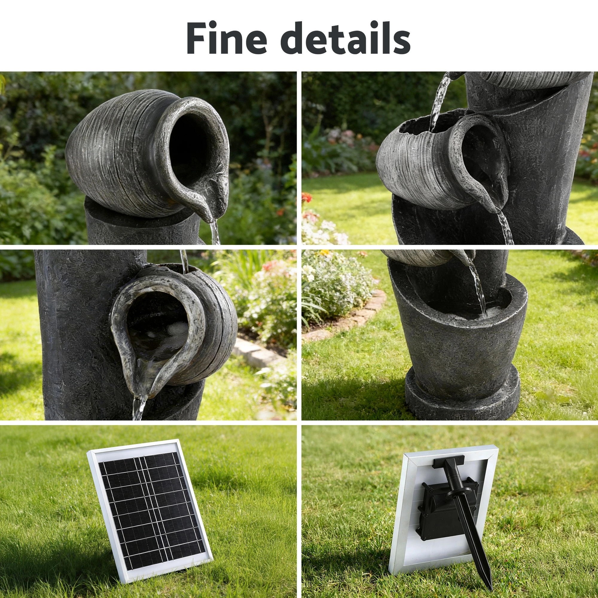 4 Gardeon Solar Fountain Water Feature Cascading Fountain 3-Tier Pot LED Lights - Multi, 4 of 5