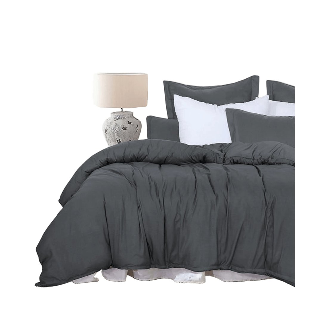 1 Amsons King Quilt Cover Set – Grey Double-Brushed Microfiber with European Pillowcases
 - King Bed
 - grey, 1 of 6