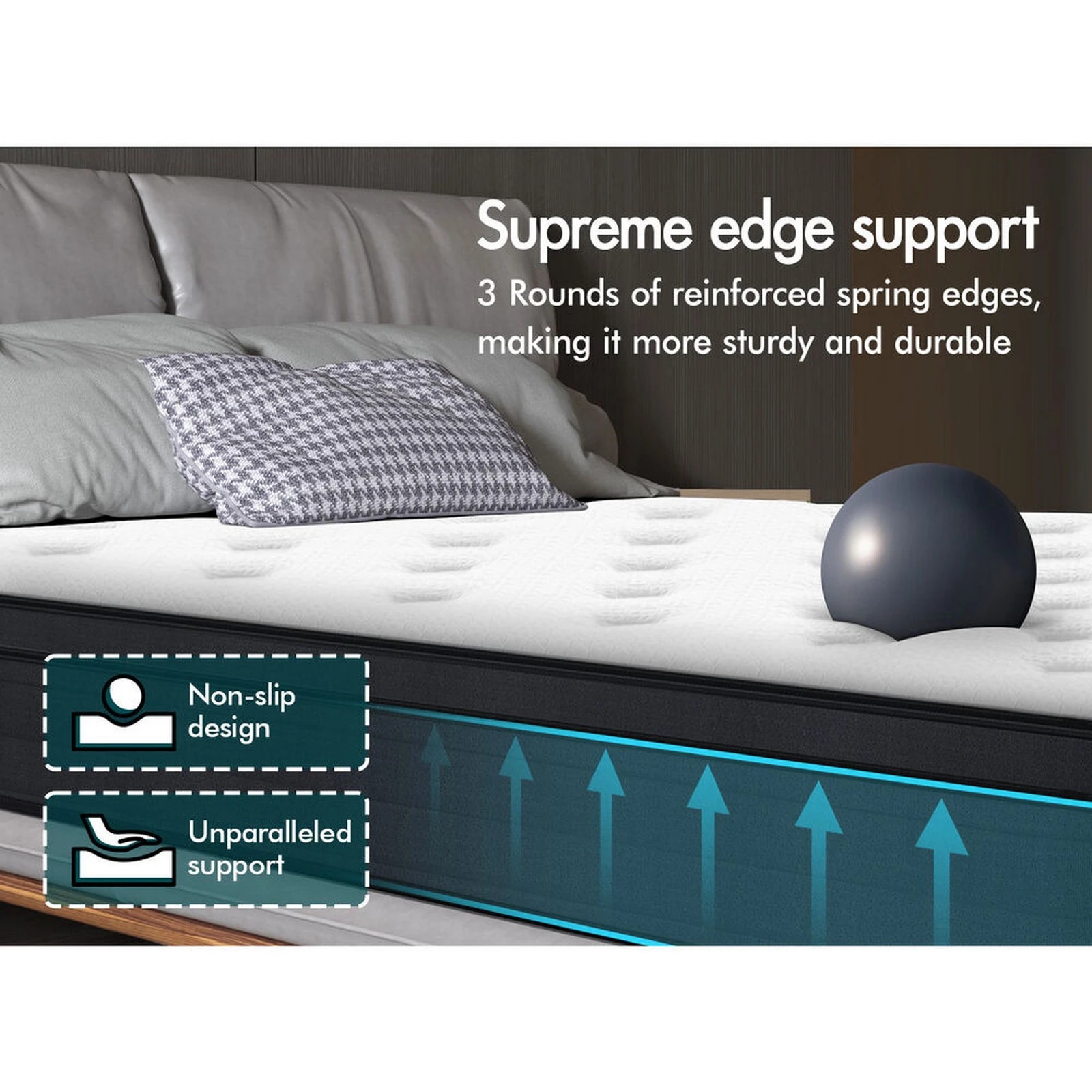 9 Alfordson Mattress Euro Top Spring Foam Bedding 23CM Medium Firm - King Single Bed, 9 of 10