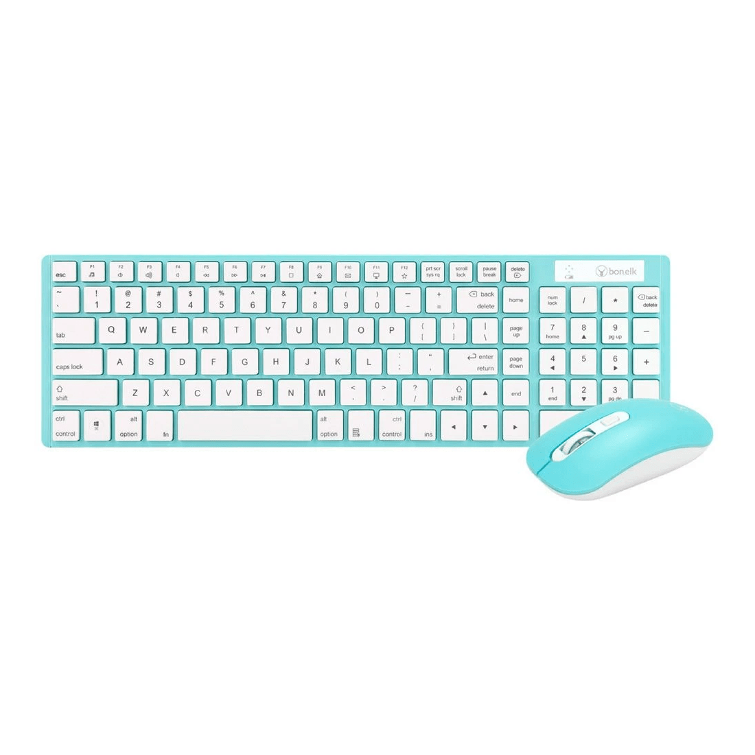 1 Bonelk KM-322 Slim Wireless Keyboard & Mouse Combo Teal, 1 of 4