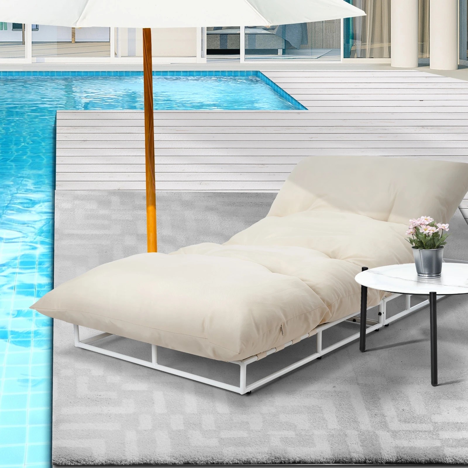Livsip Outdoor Sun Lounge Set Sofa Day Bed Lounger Setting with Table ...