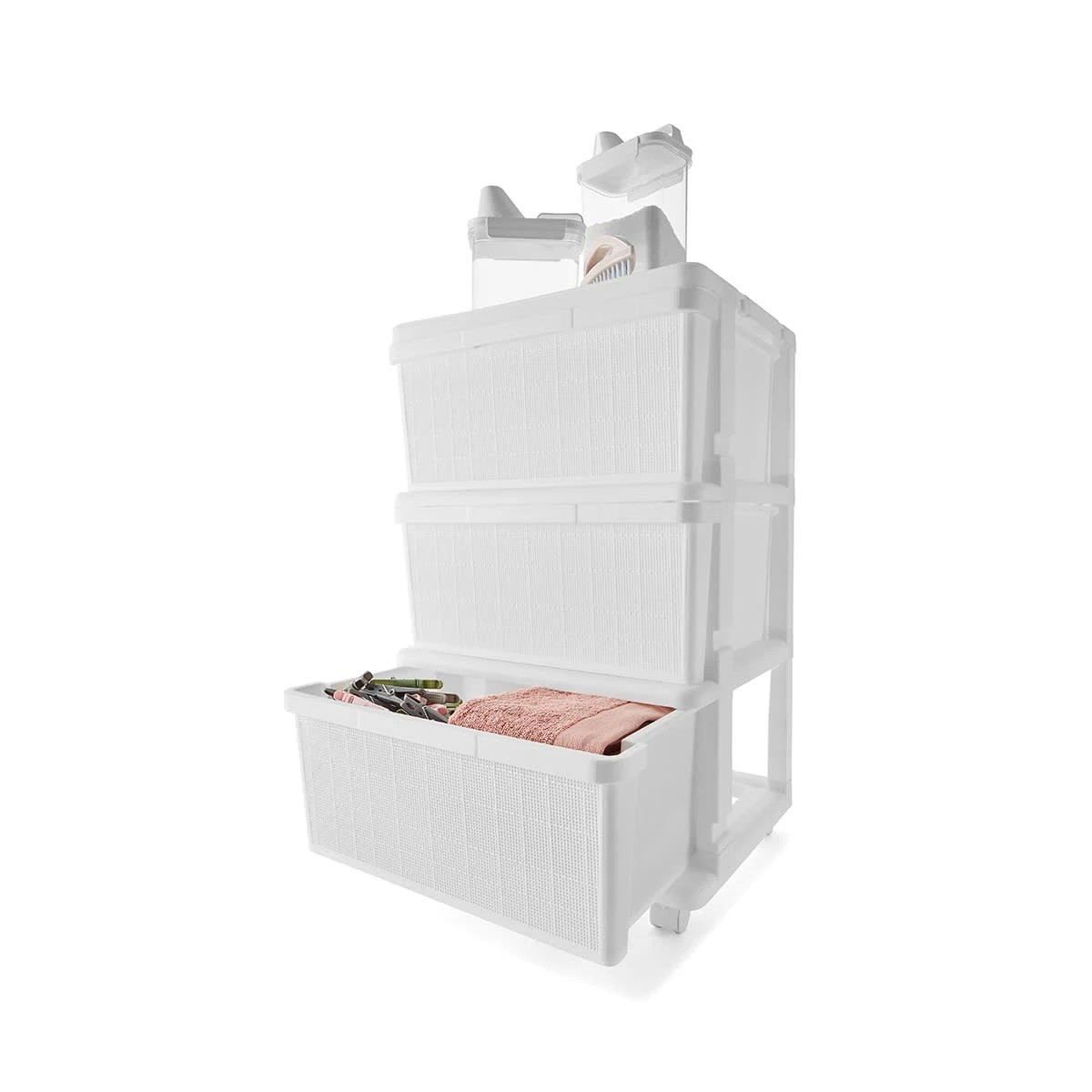 1 3 Linen Weave Drawers - White, 1 of 10