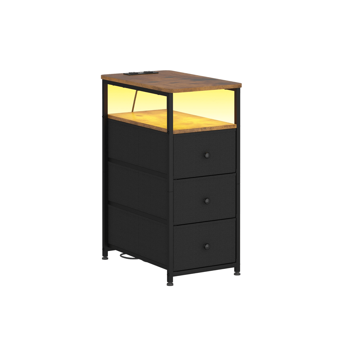 5 Advwin LED End Table Sofa Side Table with Charging Station and Drawers Narrow Bedside Table, 5 of 10