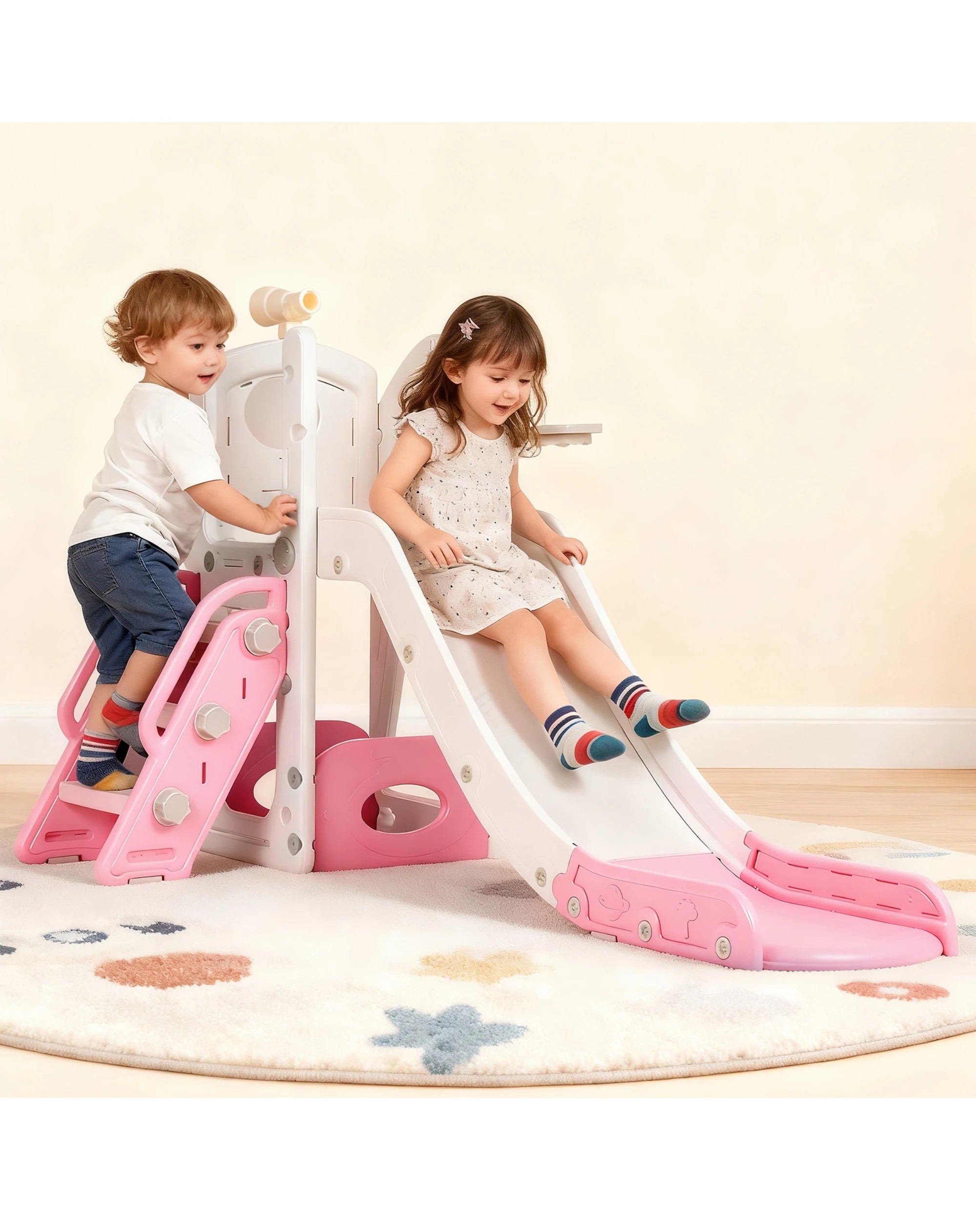 3 6 in 1 Toddler Slide Indoor Baby Slide Kids Playset Outdoor Playground, 3 of 10