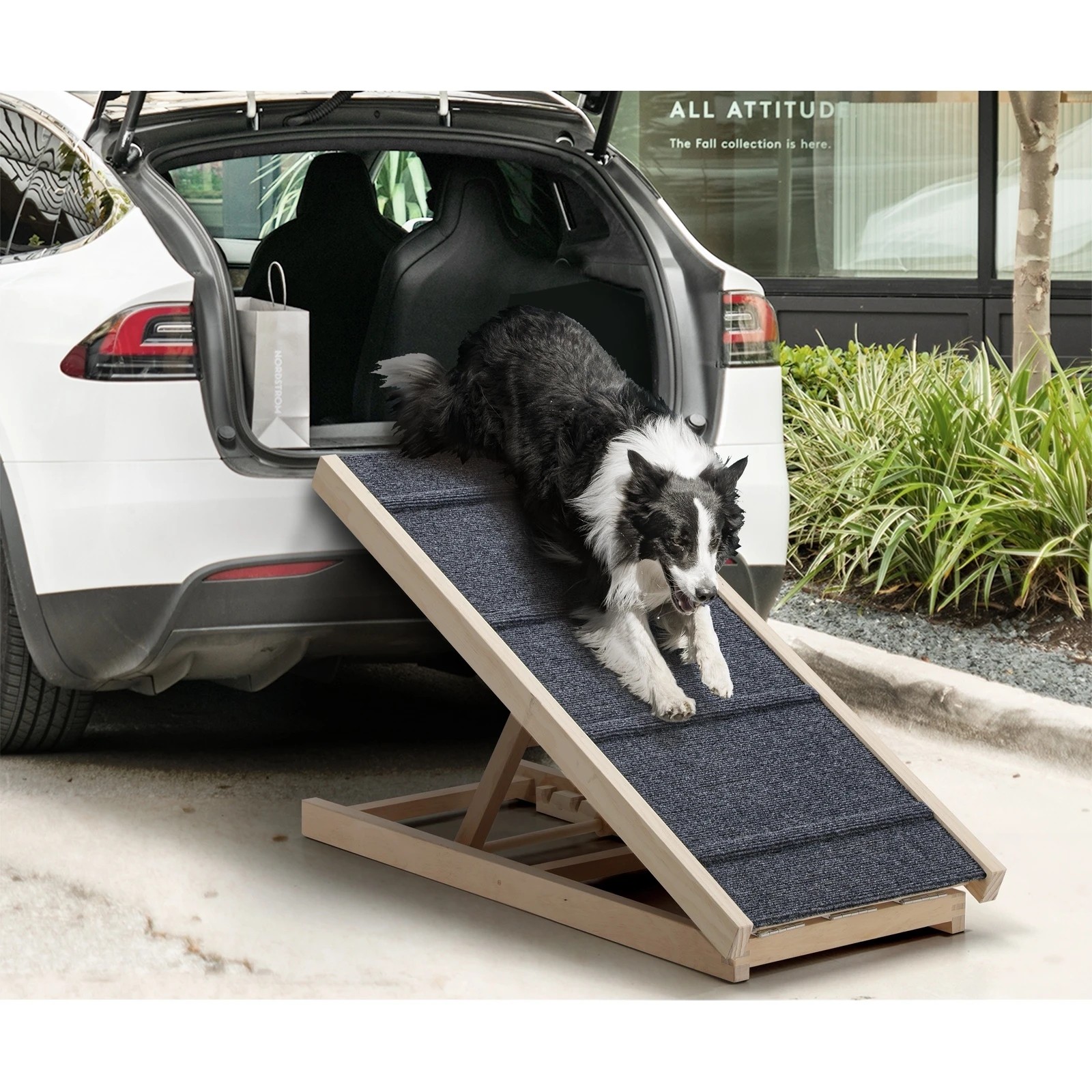 3 Alopet Dog Pet Ramp Adjustable Height Stairs Bed Sofa Car Foldable 100cm - Natural, 3 of 10