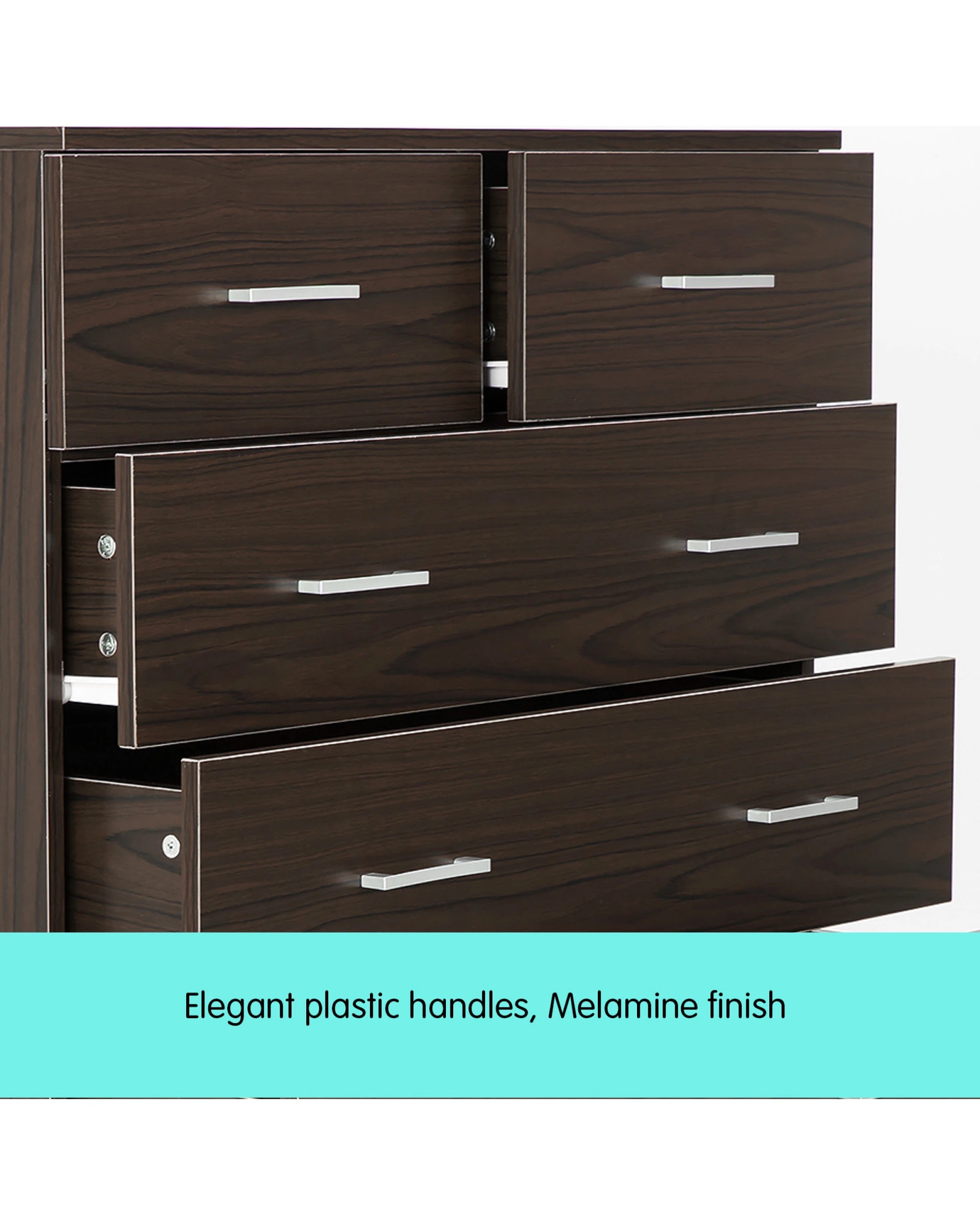6 Sarantino Tallboy Dresser 6 Chest Of Drawers Cabinet Storage 85 X 39.5 X 105 In Brown, 6 of 7