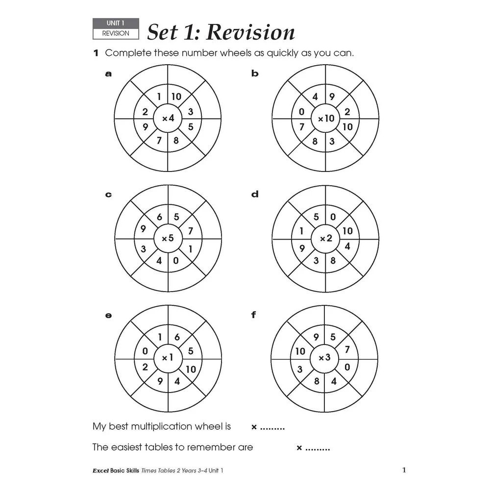 4 Excel Basic Skills: Times Tables Book 2 Year 3-4, 4 of 7