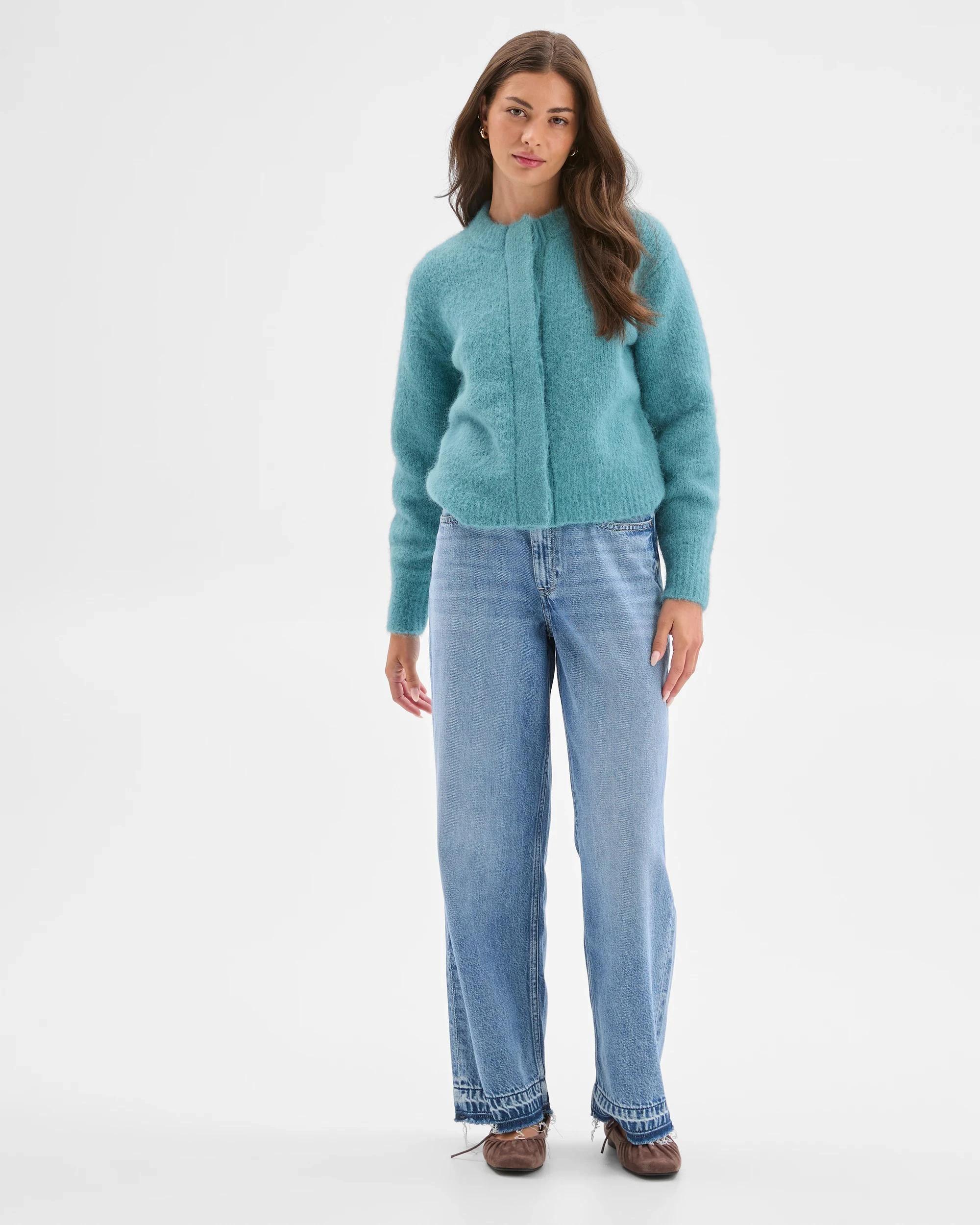 1 Target Petites Plush Knit Cardigan ARCTIC BLUE, 1 of 7