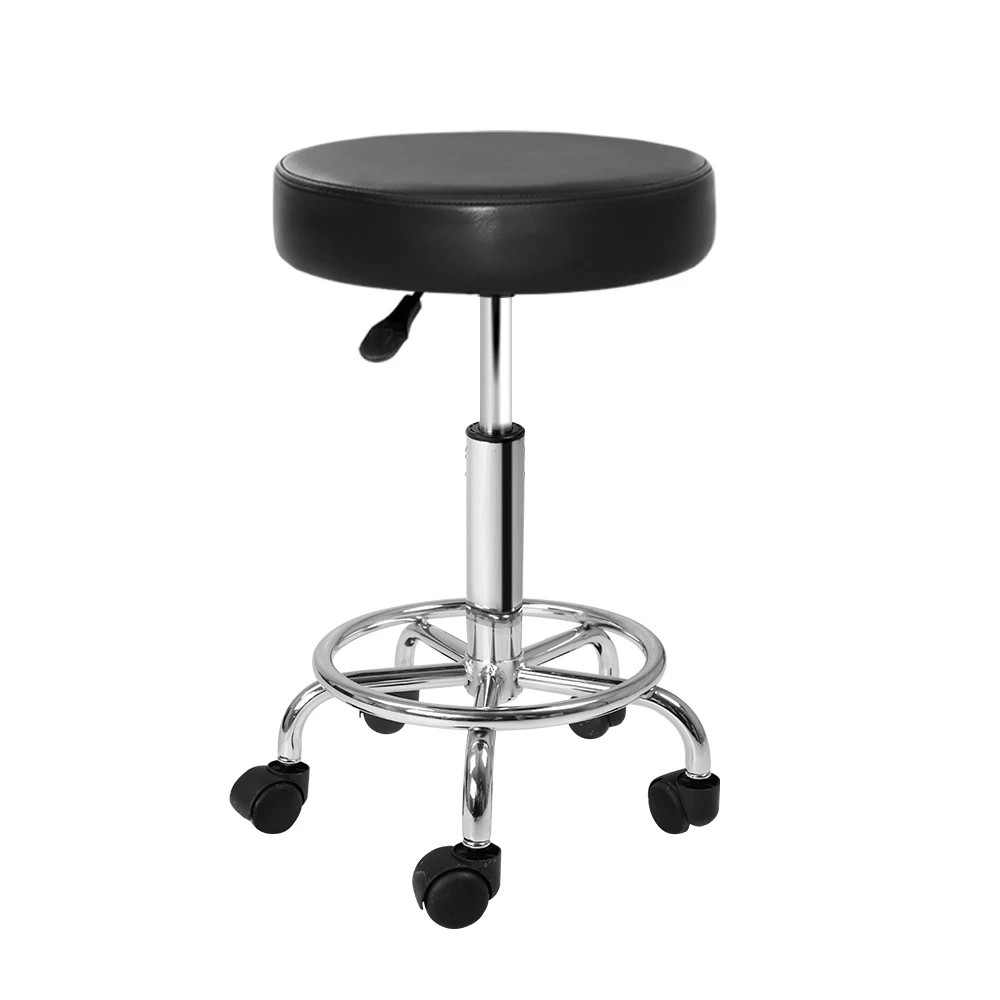1 Artiss Salon Stool Round Swivel Chair - Black, 1 of 5