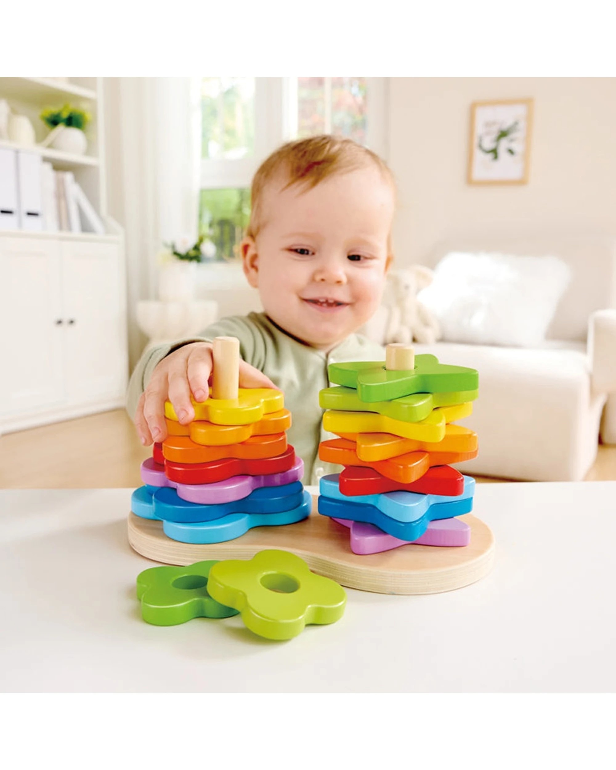 3 Hape Double Rainbow Stacker Wooden Toy Kids Durable Plastic Educational Play Activity Toy - Multi, 3 of 5