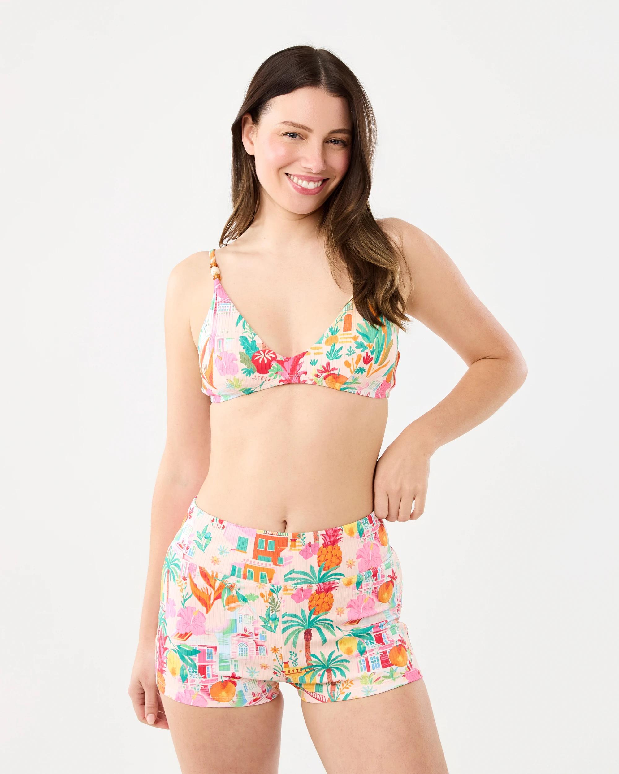1 Printed Bralette Bikini Swim Top Pnk Cstal, 1 of 9