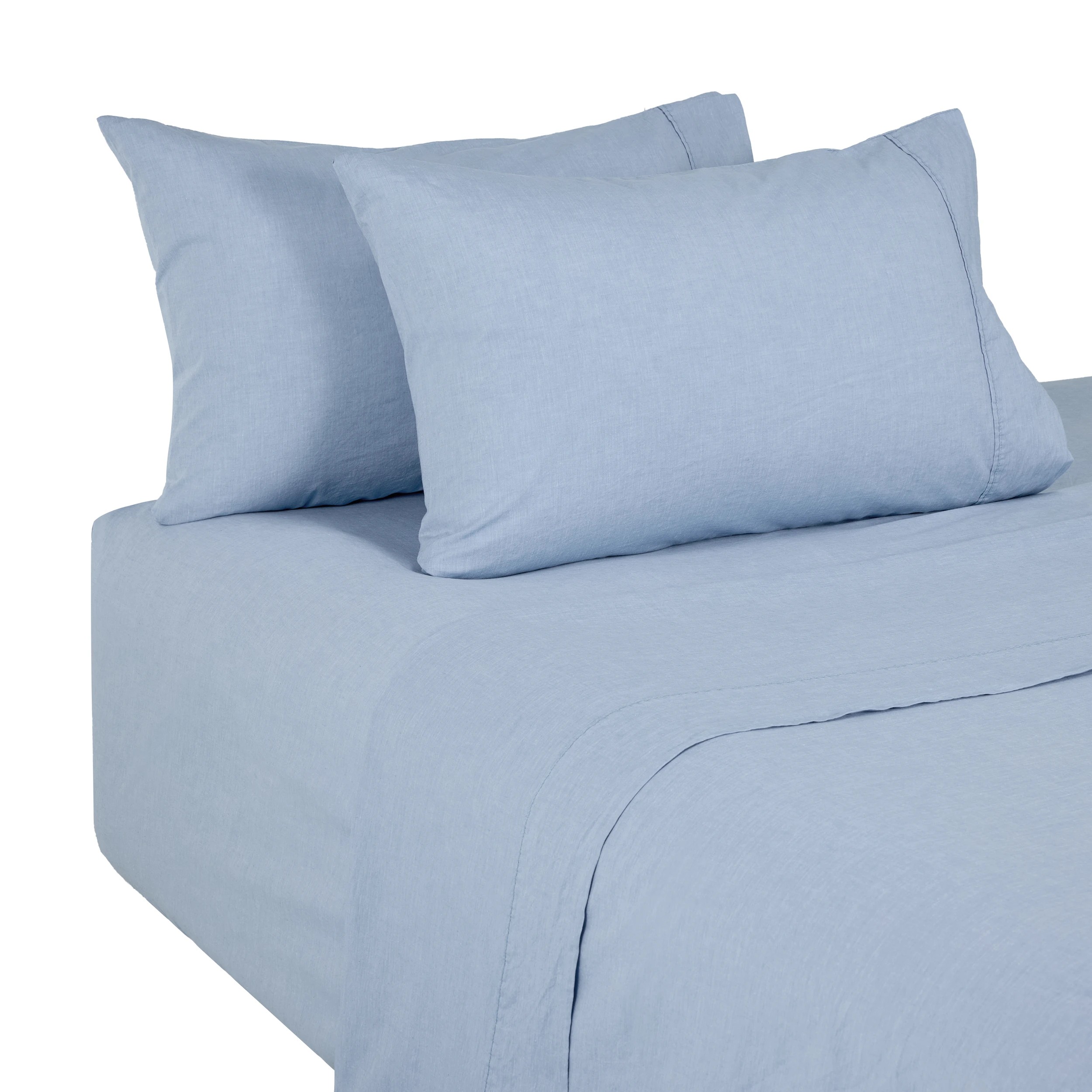 5 Stonewashed Chambray Cotton Sheet Set - King Bed, Denim, 5 of 7