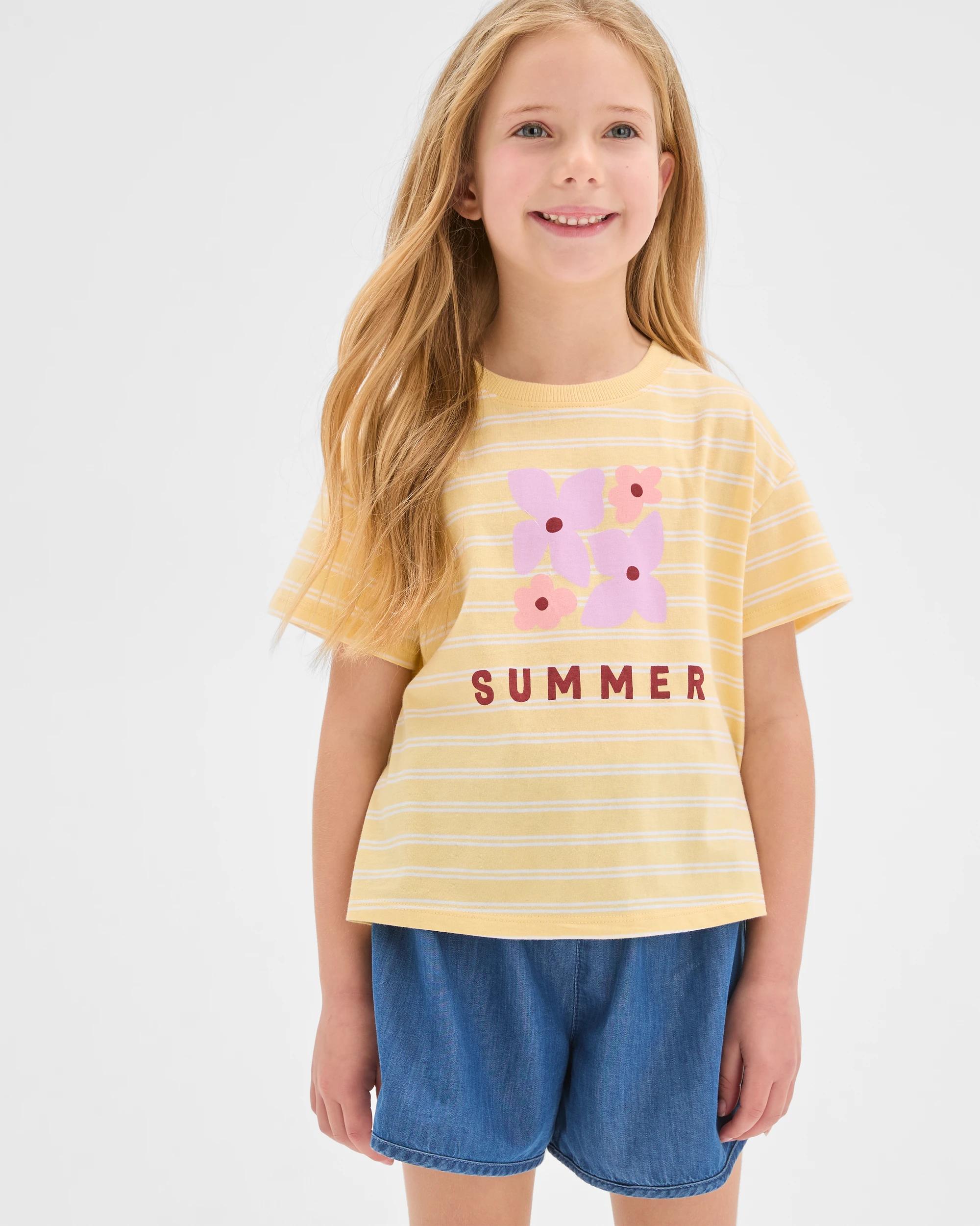 1 Target Kids Australian Cotton Oversized T-Shirt YELLOW STRIPE, 1 of 6