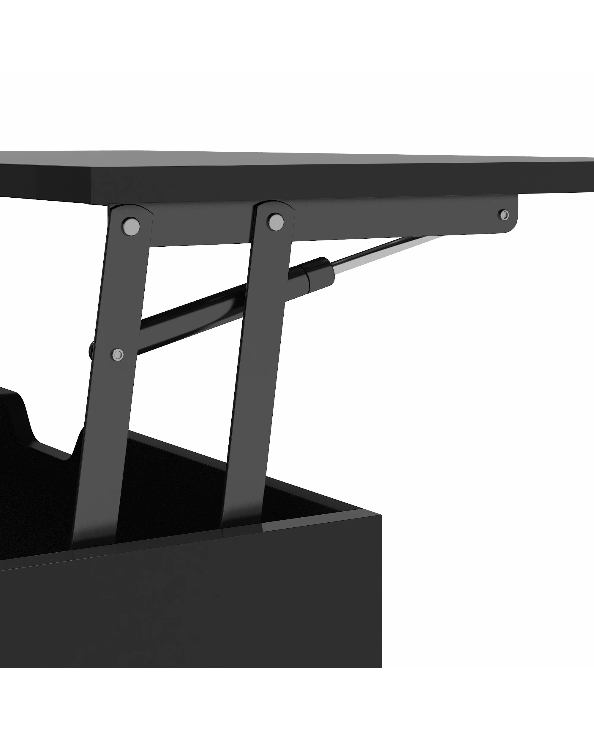 7 Ufurniture LED Lift Top Coffee Table Center Table w/ Hidden Storage & Shelves - Black, 7 of 7