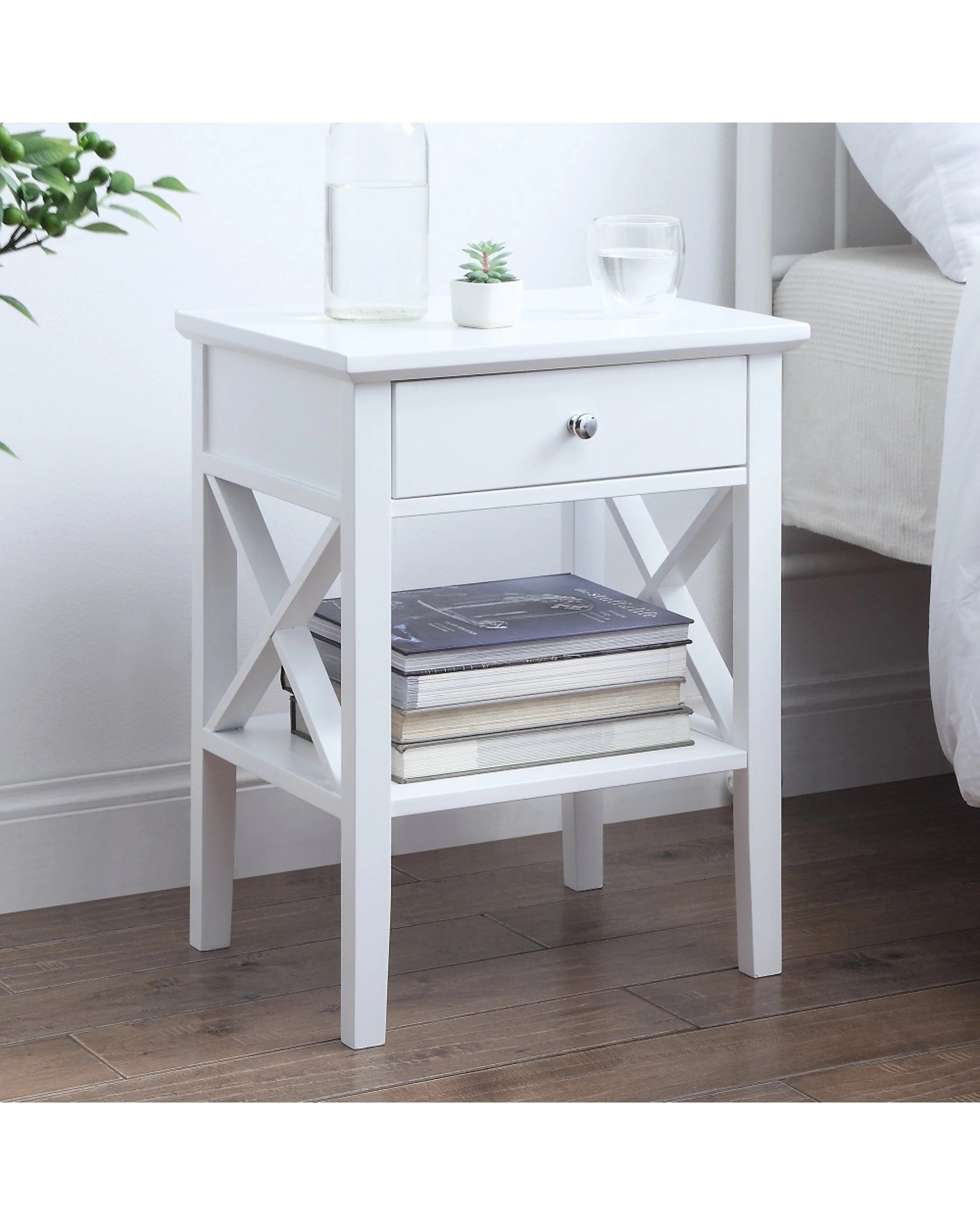 2 Alpine Bay Long Island 1 Drawer Side Table Interior Decor Classic Design 45x35x60.3cm - White, 2 of 7
